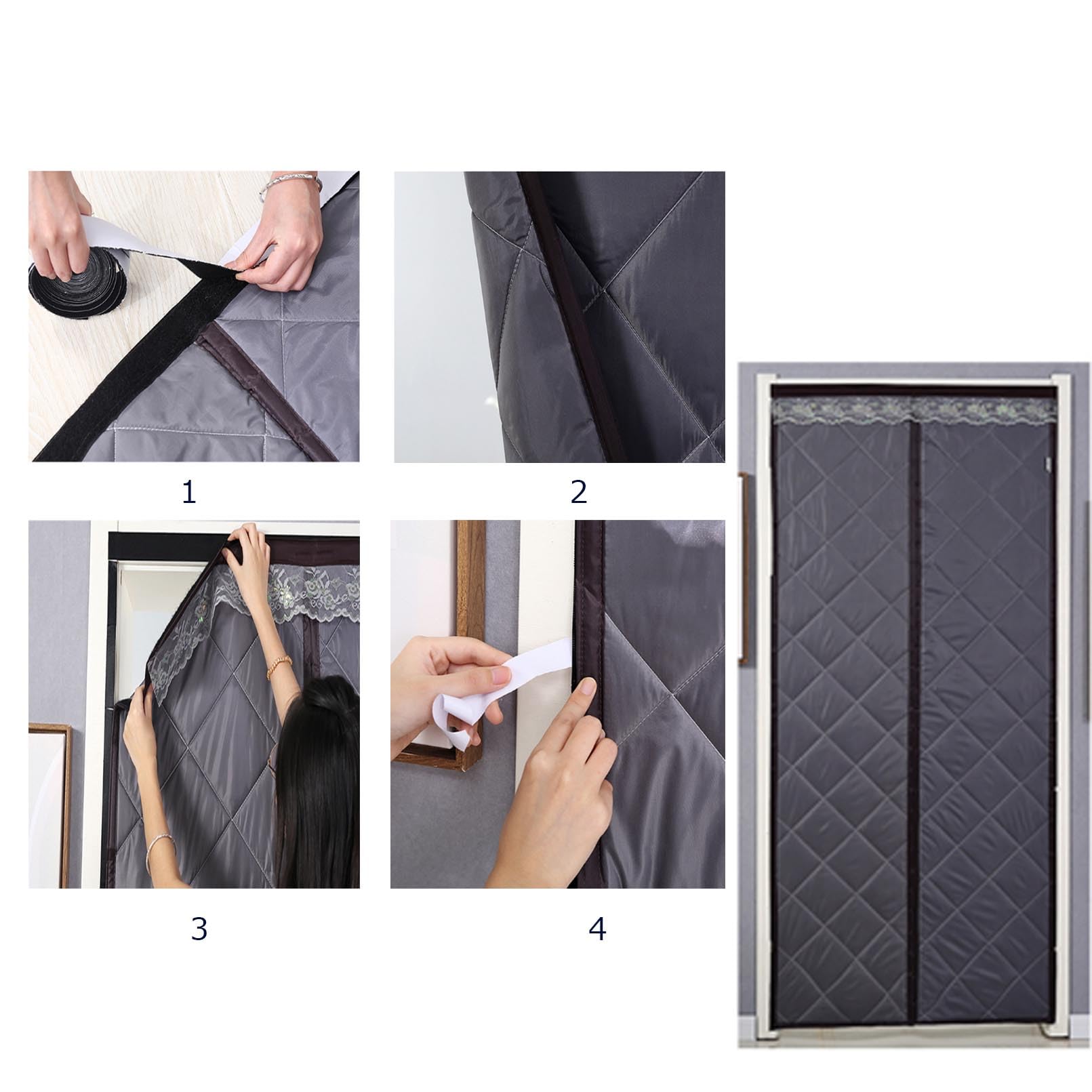Thermique Isolation Rideau De Porte,Rideau de porte Magnétique Panneaux De Rideau De Porte Rideau De Partition De Climatiseur Chambre à Coucher De Salon Porte Extérieure (65 x 230 cm)