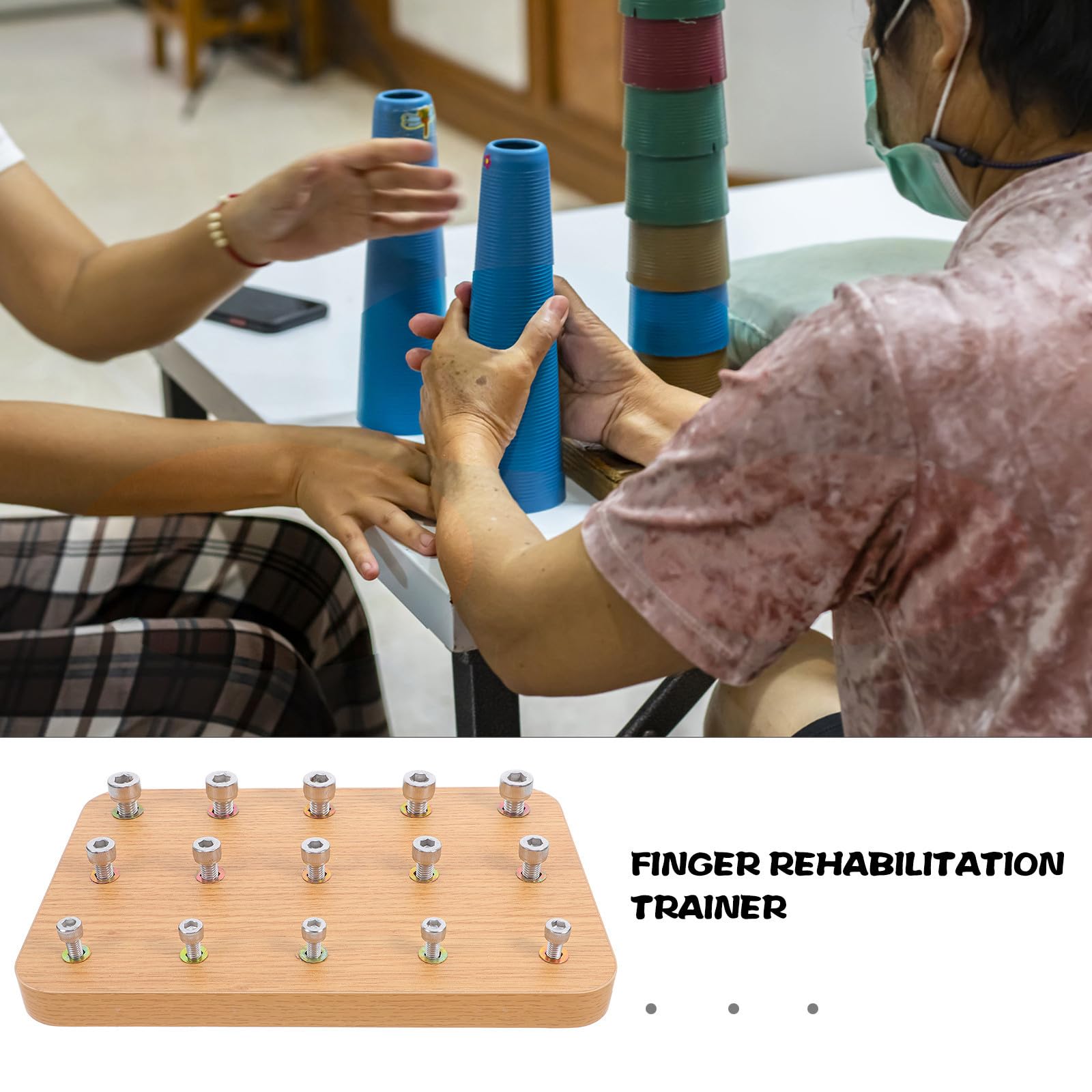 Dispositivo de Rehabilitación de Dedos de Madera y Tablero de Ejercicios para Coordinación Ojo-Mano, Equipo de Entrenamiento para Terapia de Pacientes Hemiplejia y Fortalecimiento