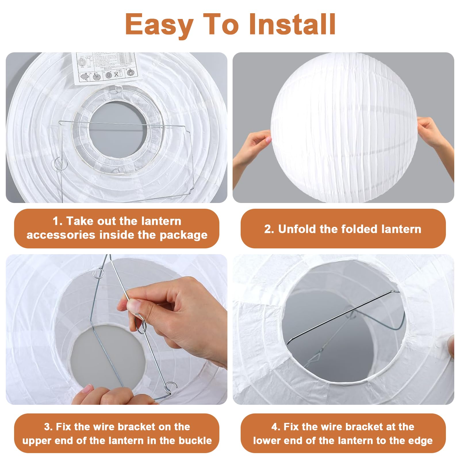 Paralume in Carta di Riso Spessa, Lanterne di Carta Rotonda Moderna, Lampadario Sospeso a Sfera per Illuminazione Ambiente, per Soggiorno, Camera da Letto, Hotel e Feste, 40 cm