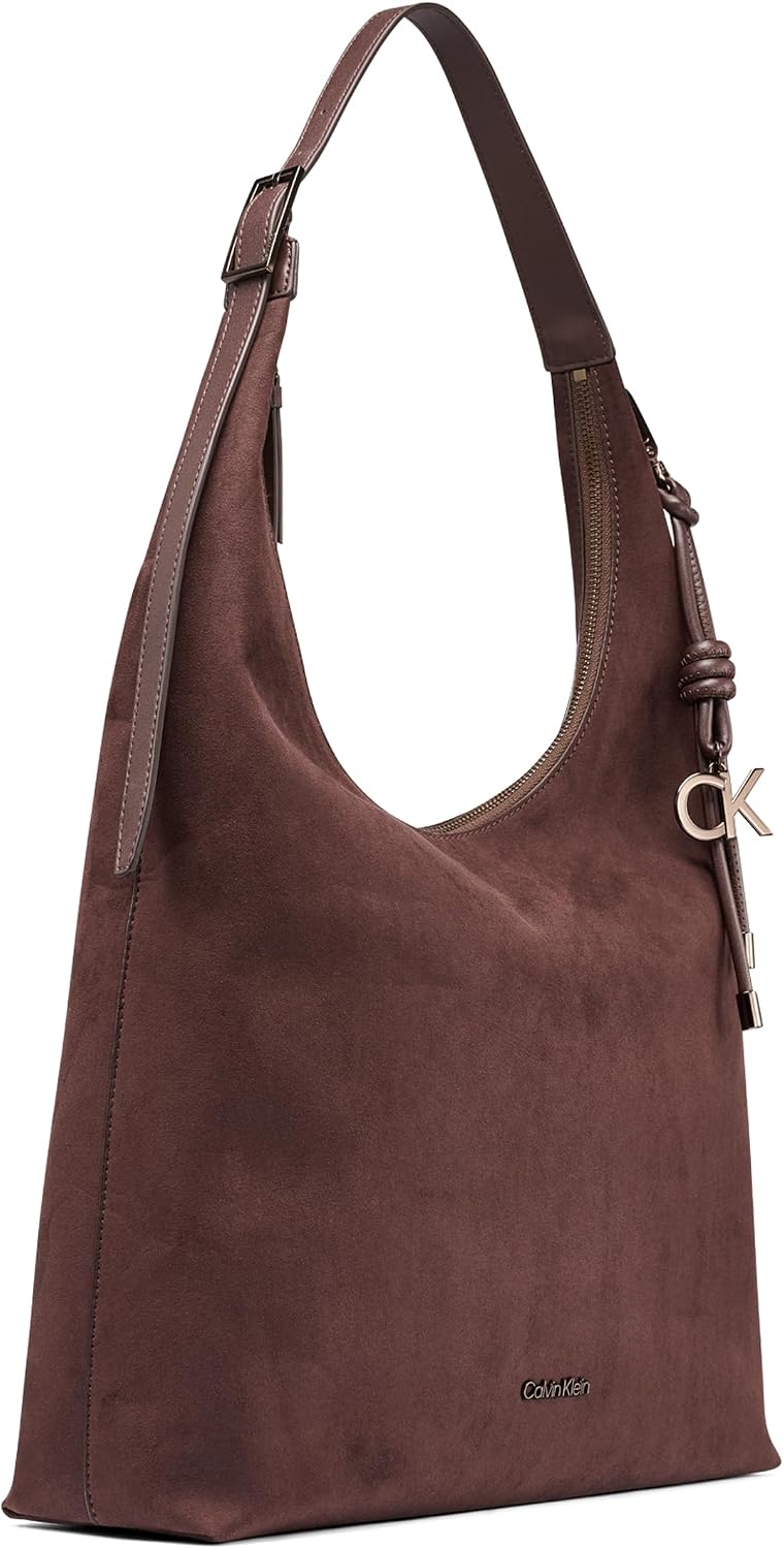 Calvin Klein Erina North/South Large Hobo Shoulder Bag, Chocolate, One Size