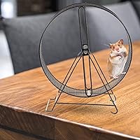 Vista 4 de Accesorios de ejercicio, rueda silenciosa para hámster, de malla de alambre, rueda de jerbo con soporte de hierro, rueda silenciosa para correr