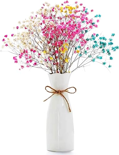 Florero de cerámica bohemio con cuerda, 8.2 pulgadas de alto, jarrón rústico de estilo clásico para flores secas y flores frescas, apto para
