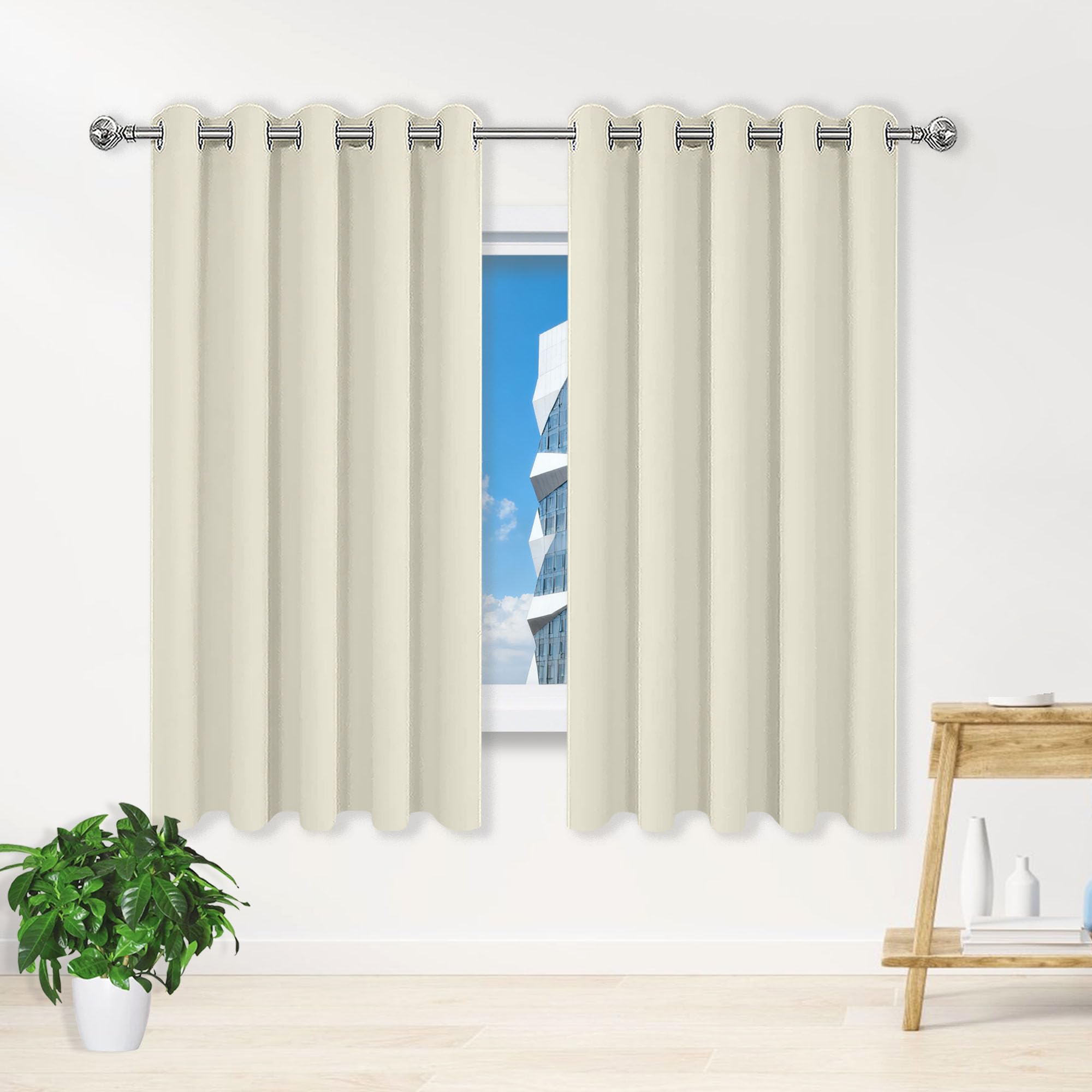 Rideau design moderne beige 240 x 350 cm aux finitions haut de gamme et oeillets robustes