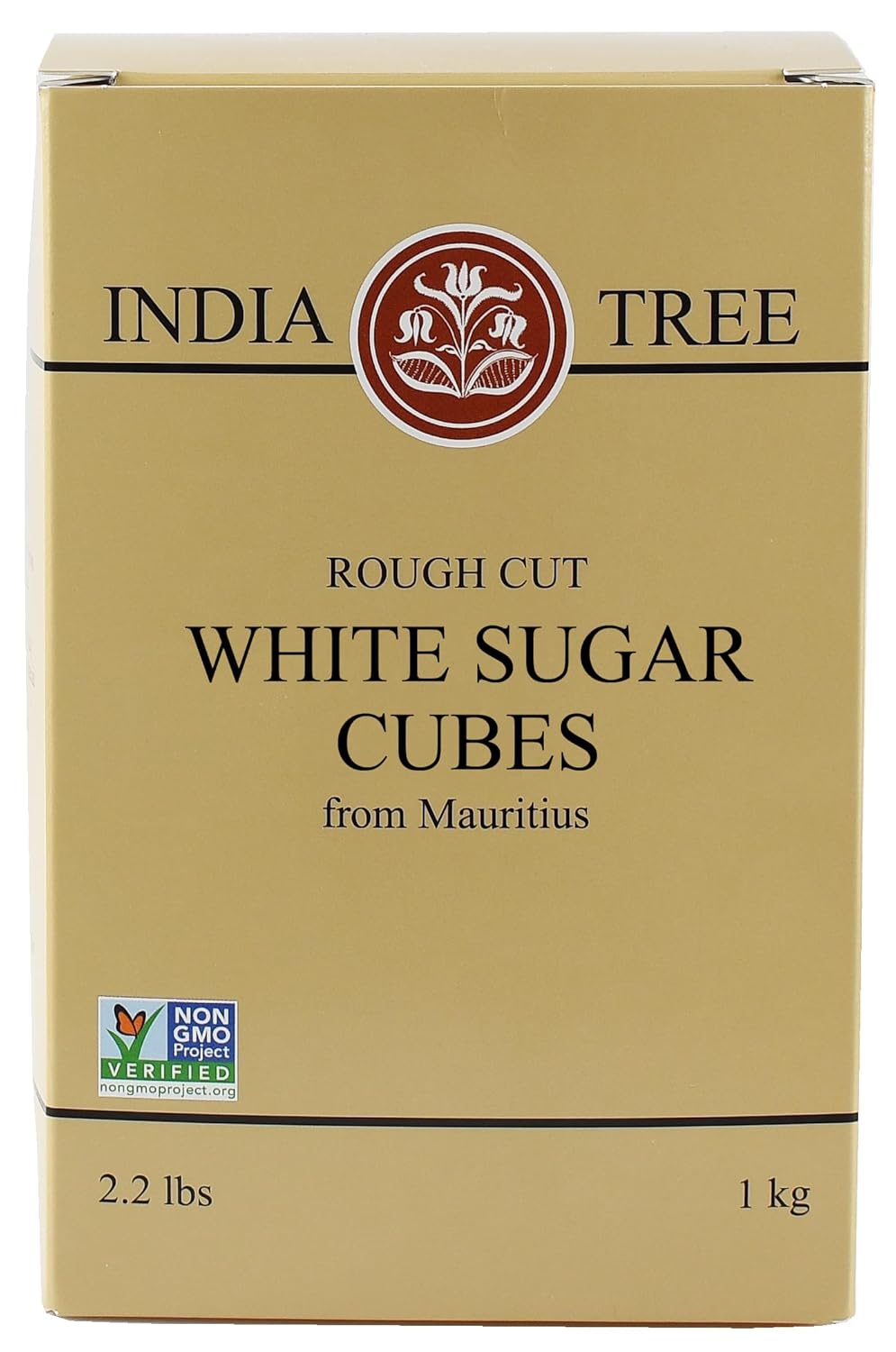 India Tree Rough Cut Mauritius White Sugar Cubes, 2.2 Pound Box, Unrefined Sugar Cube, Kosher, Non GMO