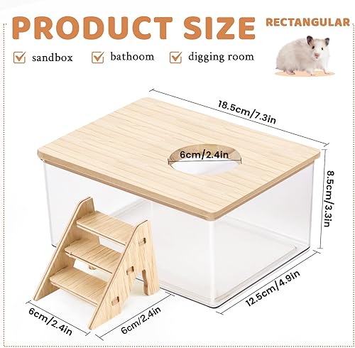 Miniatura 9 de Baño de arena de hámster, contenedor de baño de arena para hámster del pentágono con escalera de escalada, caja de excavación de hámster acrílico