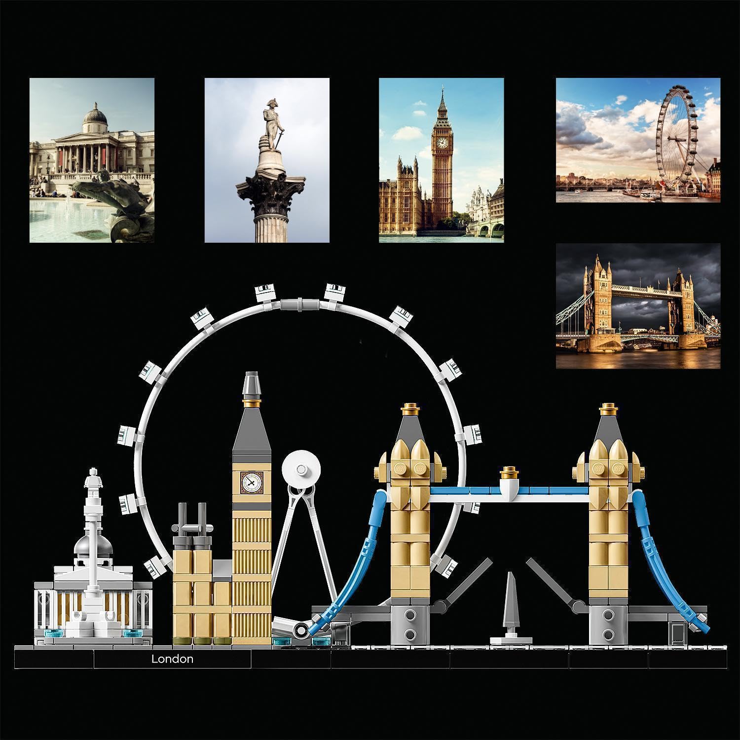 LEGO Architecture Londyn, Dekoracje do Domu i Ozdoba do Salonu, Kreatywne Klocki Konstrukcyjne, Zestaw Kolekcjonerski dla Dorosłych, Pomysł na Prezent, 21034
