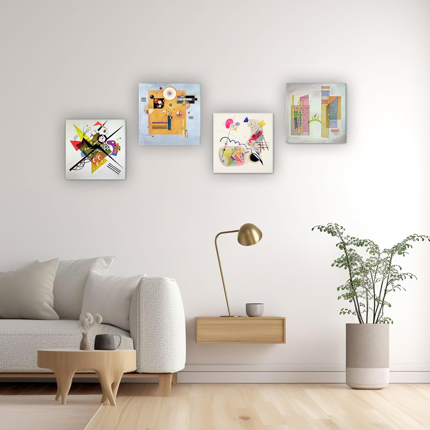 Quadri Moderni Wassily Kandinsky 4 pz 30x30 CM cadauno var 3 Stampa su tela Canvas Arredamento Arte Classica Arredo per cucina, camera da letto, soggiorno, salotto, bar, ufficio, ristorante