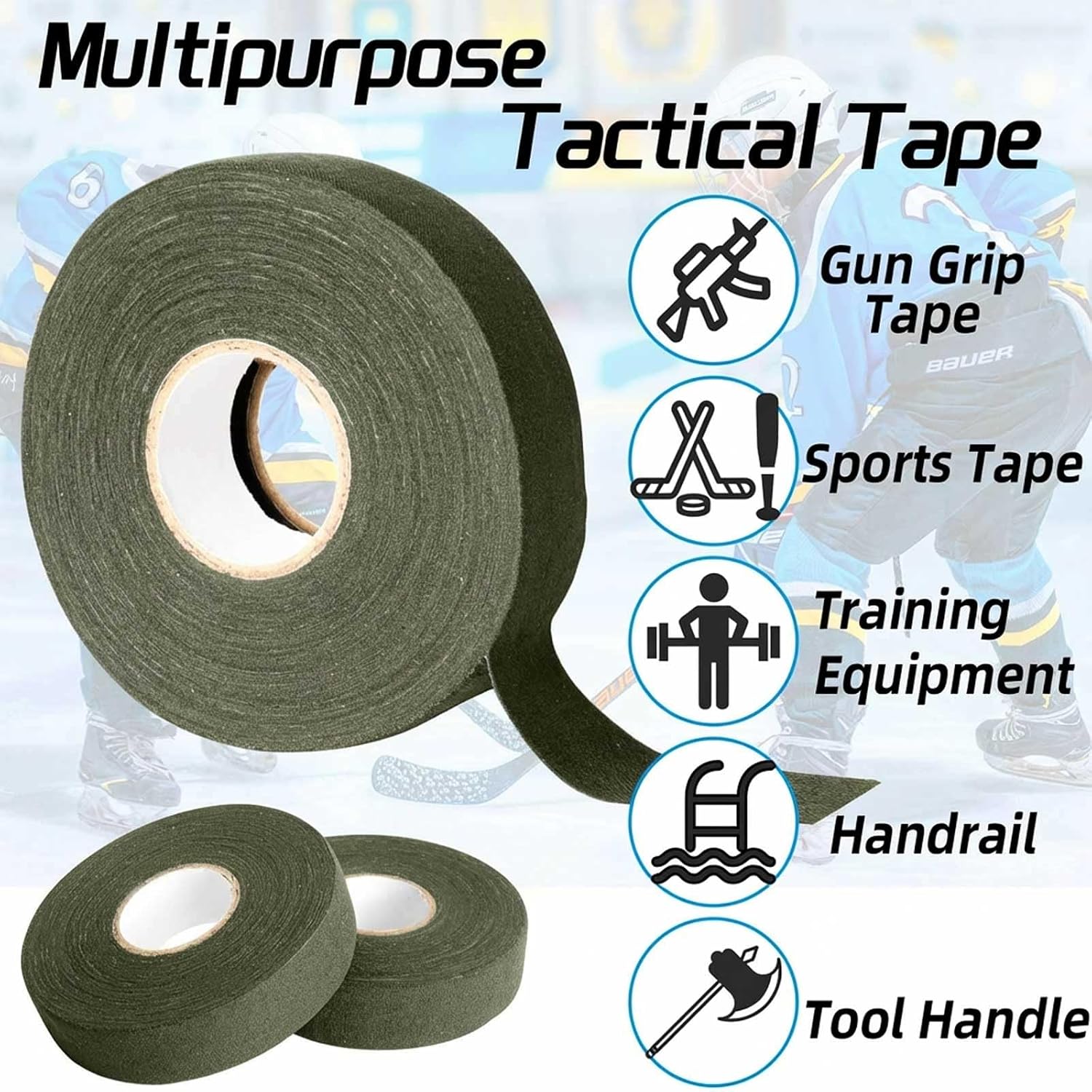 Tactical Tapes, 1 Inch x 27.34 Yards Goon Grip Tapes, Multipurpose Wrap Tape for Guns, Handgun, Rifle, Hockey, Lacrosse, Baseball, Softball Bats, Sport Handle, Gardening Tools
