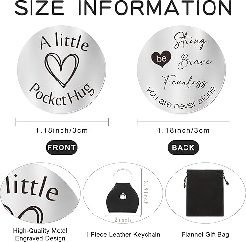 Miniatura 2 de Sureio Ficha de recuerdo de bolsillo para relaciones a larga distancia, recuerdo de acero inoxidable, regalo inspirador de doble cara con llavero