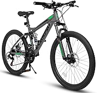 Dancongtea 27.5" Full Suspension Mountain Bike - 21-Speed, Mechanical Disc Brakes, Steel Frame for Men & Women, All-Terrain Riding