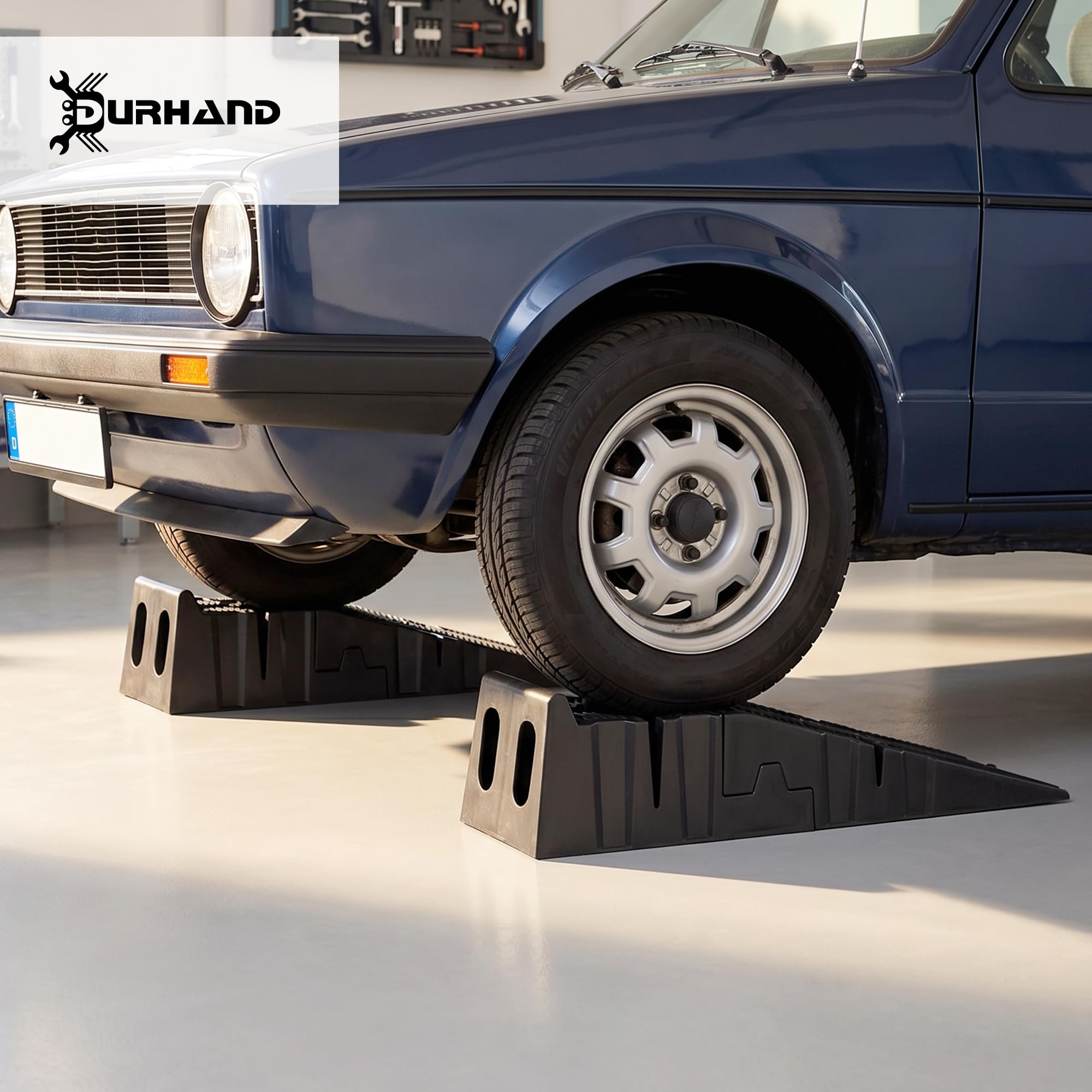 DURHAND Juego de 2 Rampas para Coche de Plástico SUV 91x30x21 cm Negro | Rampas Portátiles, Carga 3 Toneladas, para Coches Estándares, Furgonetas Pequeñas