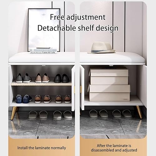 Miniatura 4 de Zapatero con puerta, moderno organizador de zapatos oculto para tacones altos, banco delgado de almacenamiento de zapatos para entradas, pasillos,