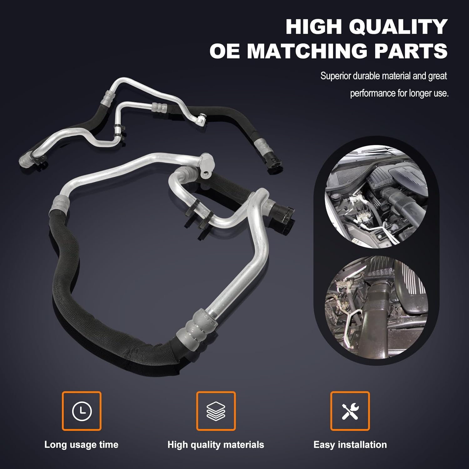Engine Oil Cooler Line Inlet and Outlet Hose for 550i 4.4 2010-2016 550i GT 2010-2015 650i 2012-2019 650i Gran Coupe 2013-2019 750i 750Li 4.4 2009-2015 Alpina B7 B7L 2011-2012 17227589510 17227589509