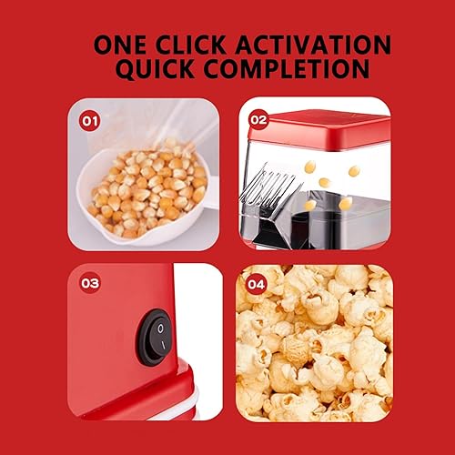 Miniatura 6 de Máquina de palomitas de maíz, máquina vintage de aire caliente, 6.1 x 6.1 x 11.81 pulgadas, compacta, inteligente y ahorra espacio, equipo