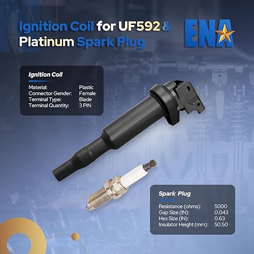 Miniatura 2 de ENA Juego de 6 bujías de platino y 6 bobinas de encendido 2010 2012 2013 compatibles con BMW 128i 323i 528i xDrive X3 X5 Z4 2.5L 3.0L repuesto para