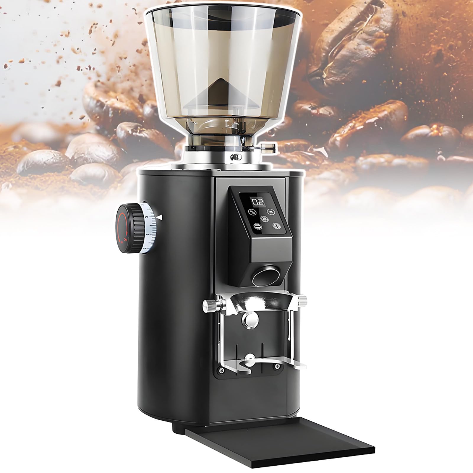 Molino De Café Inteligente, Molino CriogéNico, 64 Mm Molinillo De Café Profesional De Muelas Planas, 9 Velocidades Ajustables (Grueso/Fino) Black