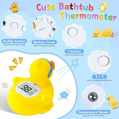 Miniatura 4 de Termómetro de baño para bebés de pato  Termómetro de bañera infantil que cambia de color con alerta automática de temperatura, juguete flotante