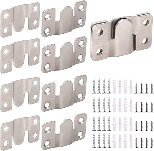 4 pares de ganchos entrelazados para colgar fotos, acero inoxidable, resistente, para marco de fotos, gancho grande para colgar fotos, hebilla para