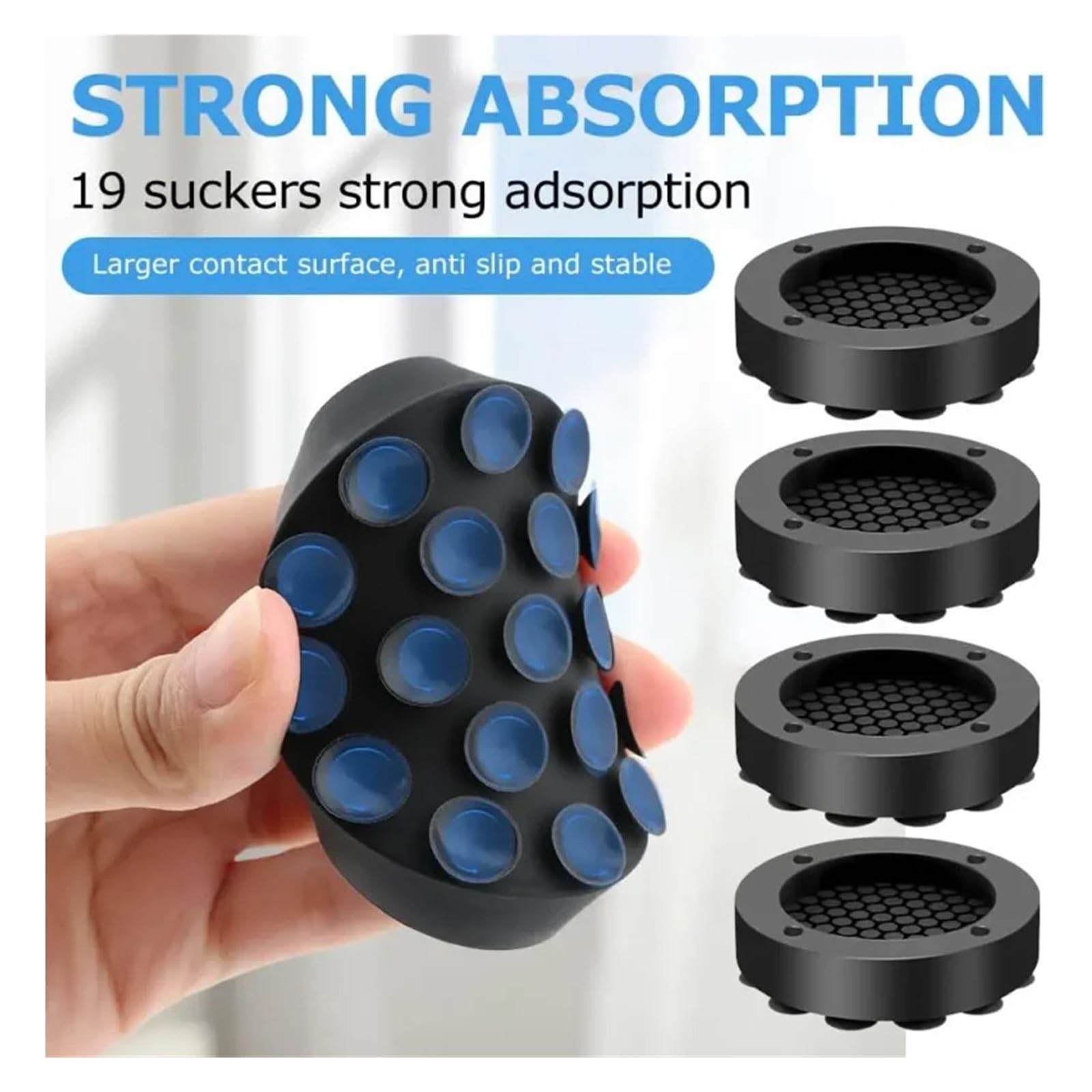 HIZON 4 Almohadillas for pies de Lavadora antivibración.(Black-4PCS)