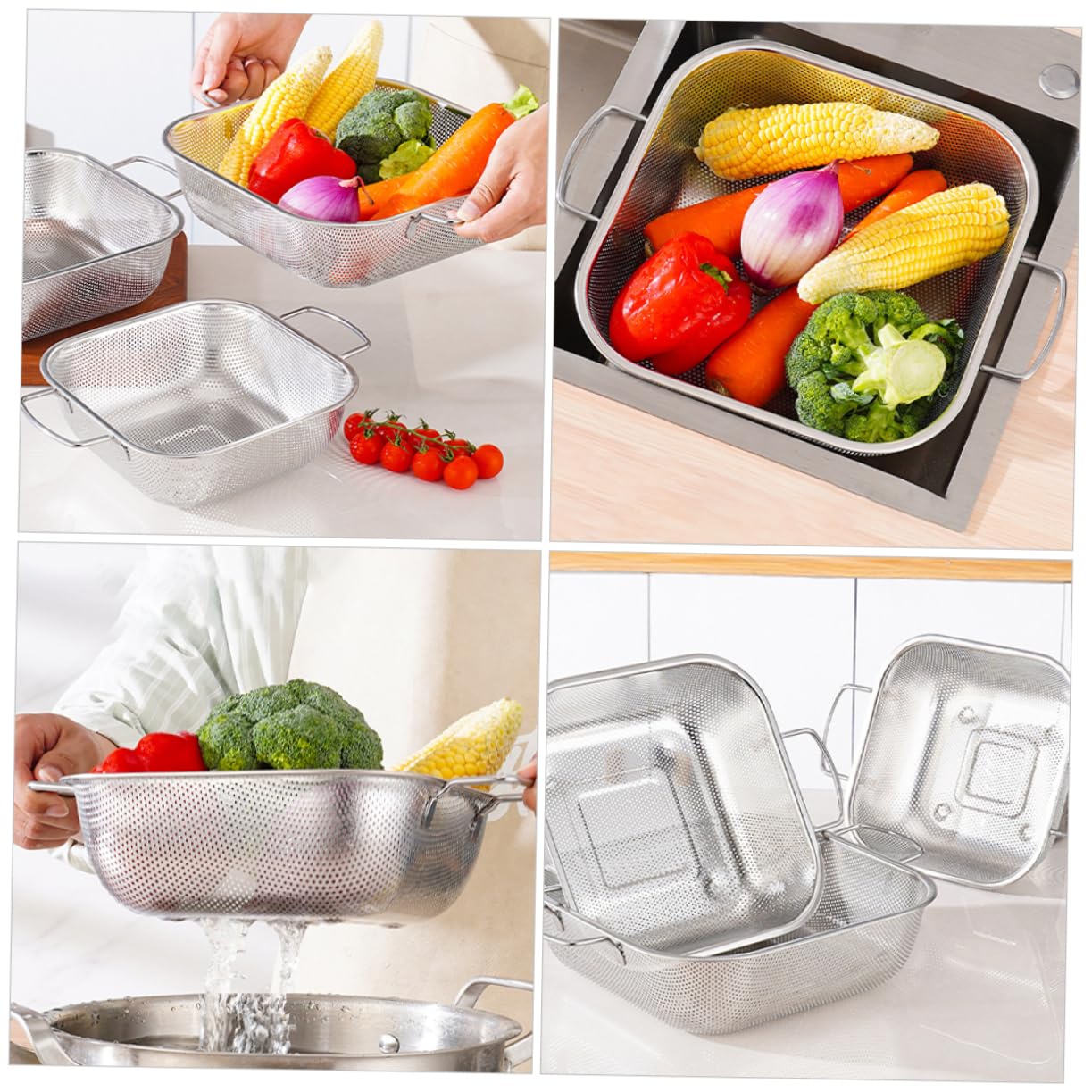 Colador Inoxidable Con Escurridor Para Pasta Cesta Drenante Multifuncional Para Cocina y Lavavajillas