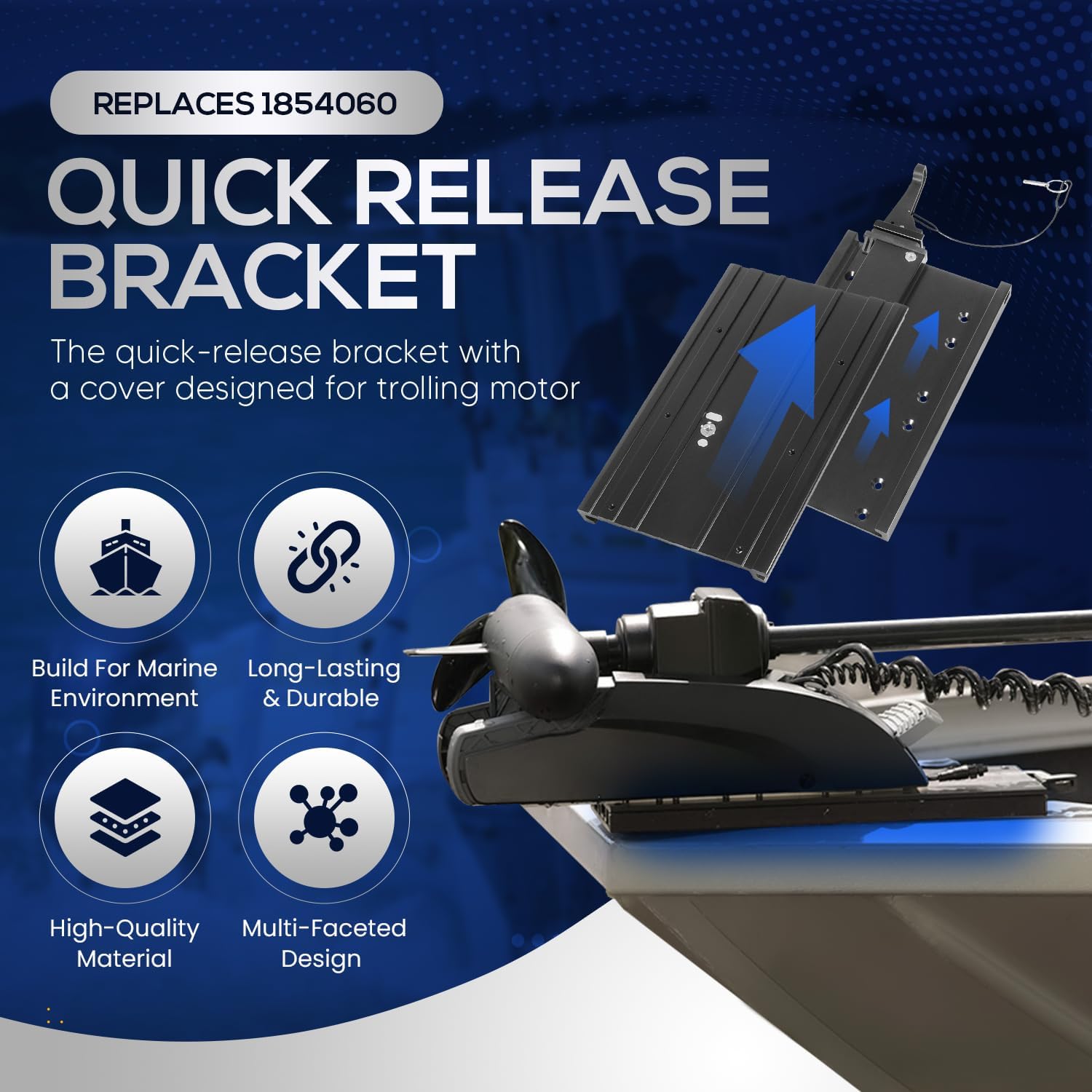 1854060 MKA-32 Quick Release Bracket with Cover Fit for Minn Kota Ulterra, Terrova, PowerDrive, and Deckhand 40 Trolling Motor