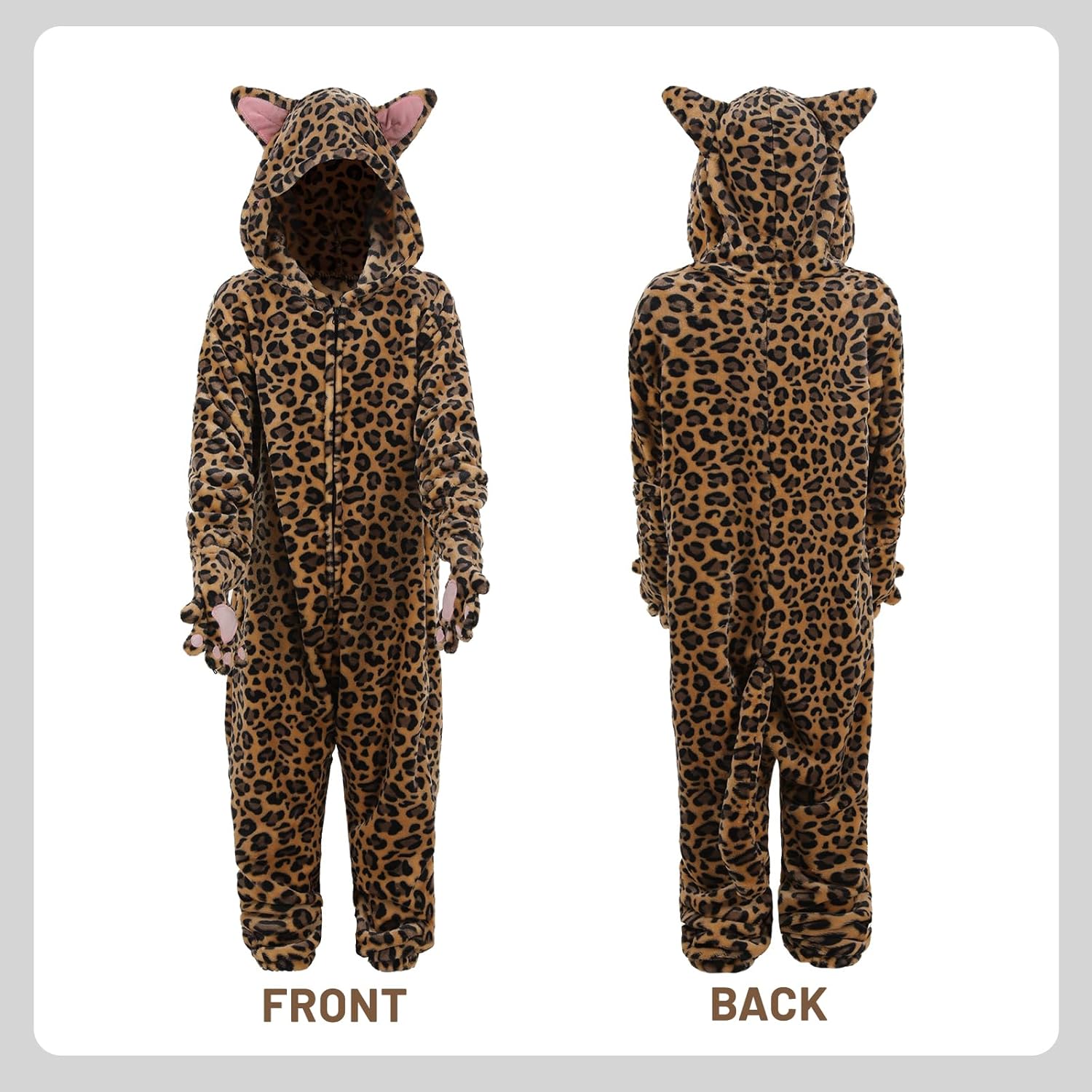 Cheetah Costume Kids Girls Leopard hoodie Onesie Funny Sleepwear Jumpsuit Halloween Costume Dress Up Cosplay Party - Image 6