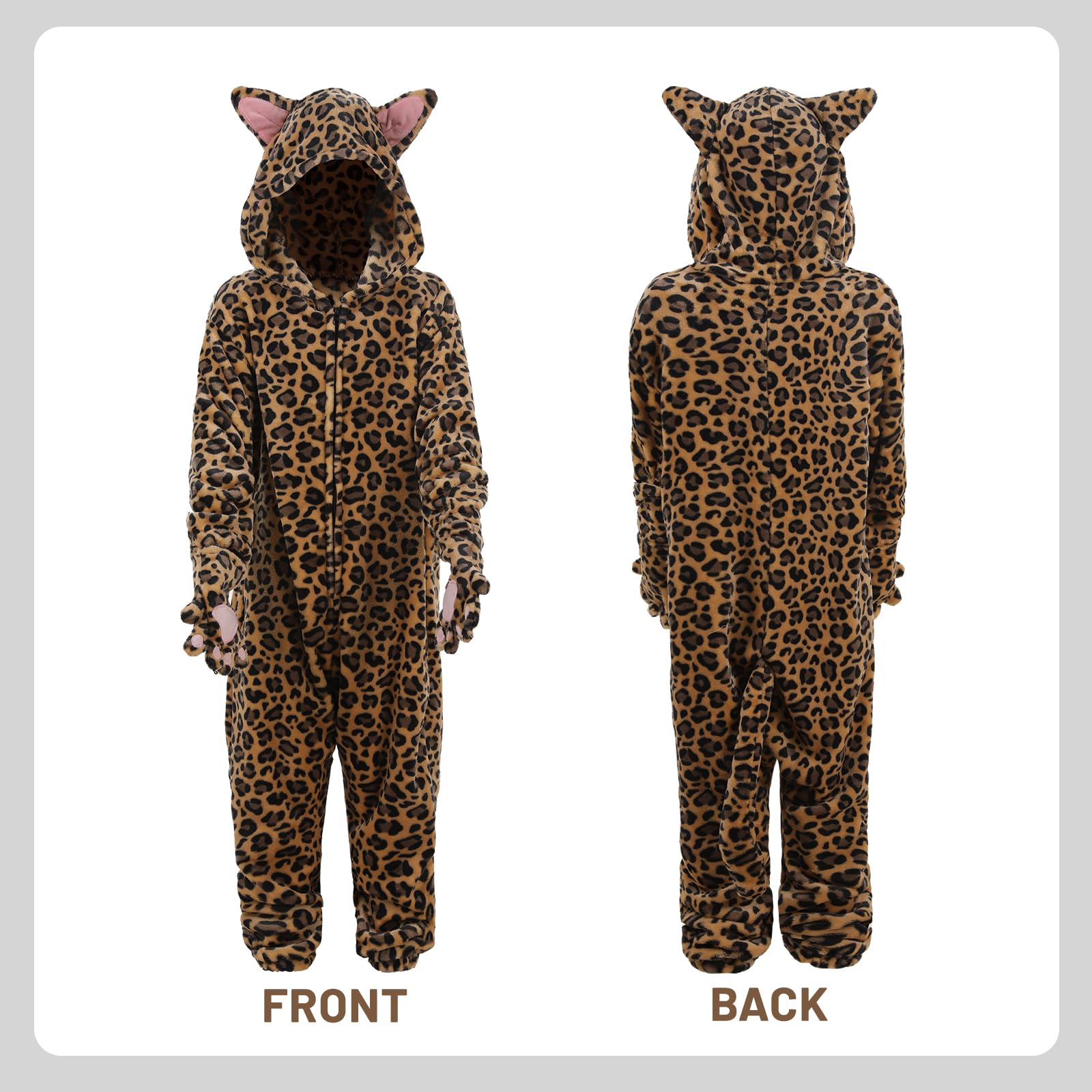 JoyinTcos Kids Animal Onesie Leopard Costumes Pajamas Leopard Onesie Kids Cosplay Costum Gifts for Girls Boys Age-XL Multicolor - Image 4