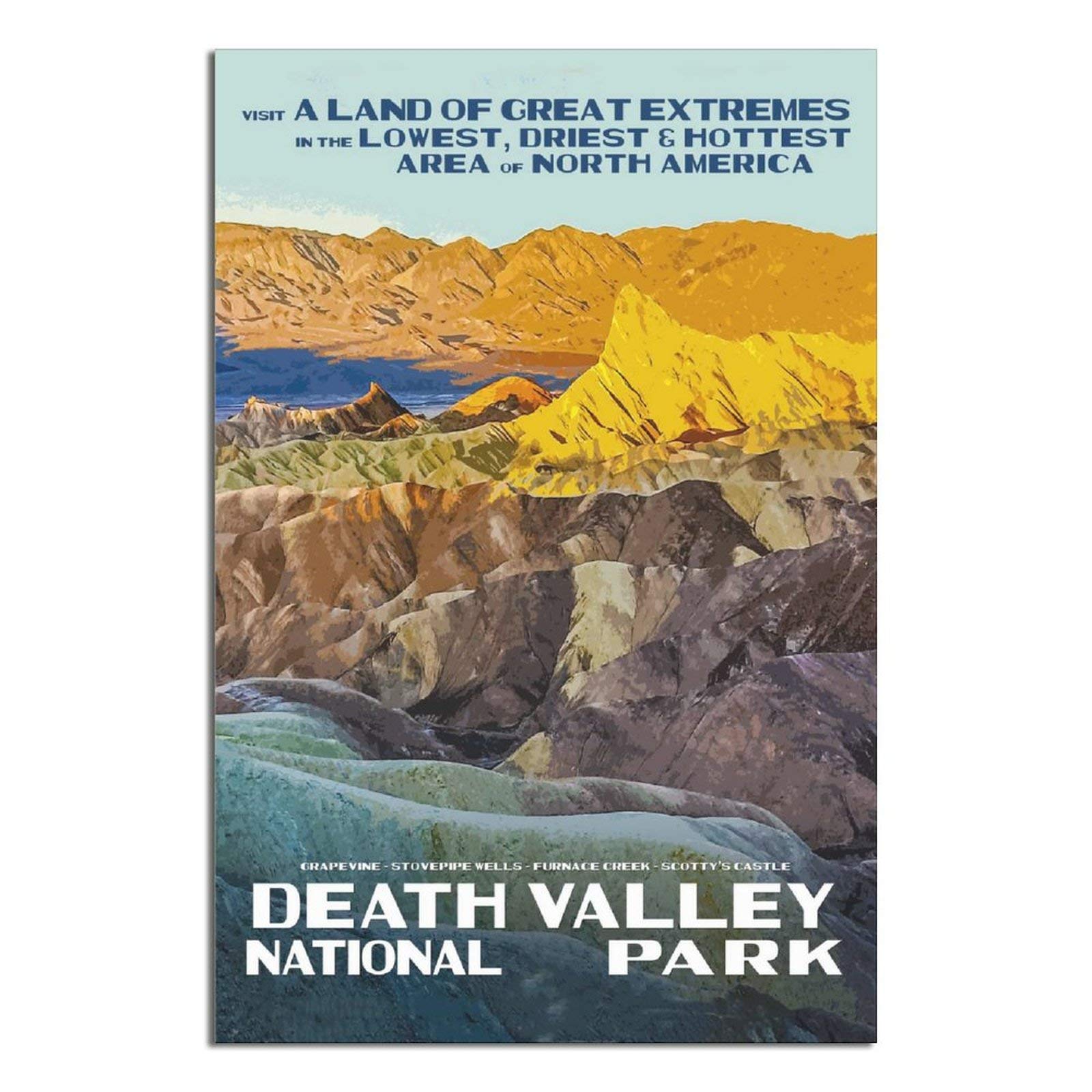 WSNBB Vintage Poster Death Valley National Park Posters Canvas Art Poster Picture Modern Office Family Bedroom Decorative Posters Gift Wall Decor Painting Posters 12×18inchs(30×45cm)