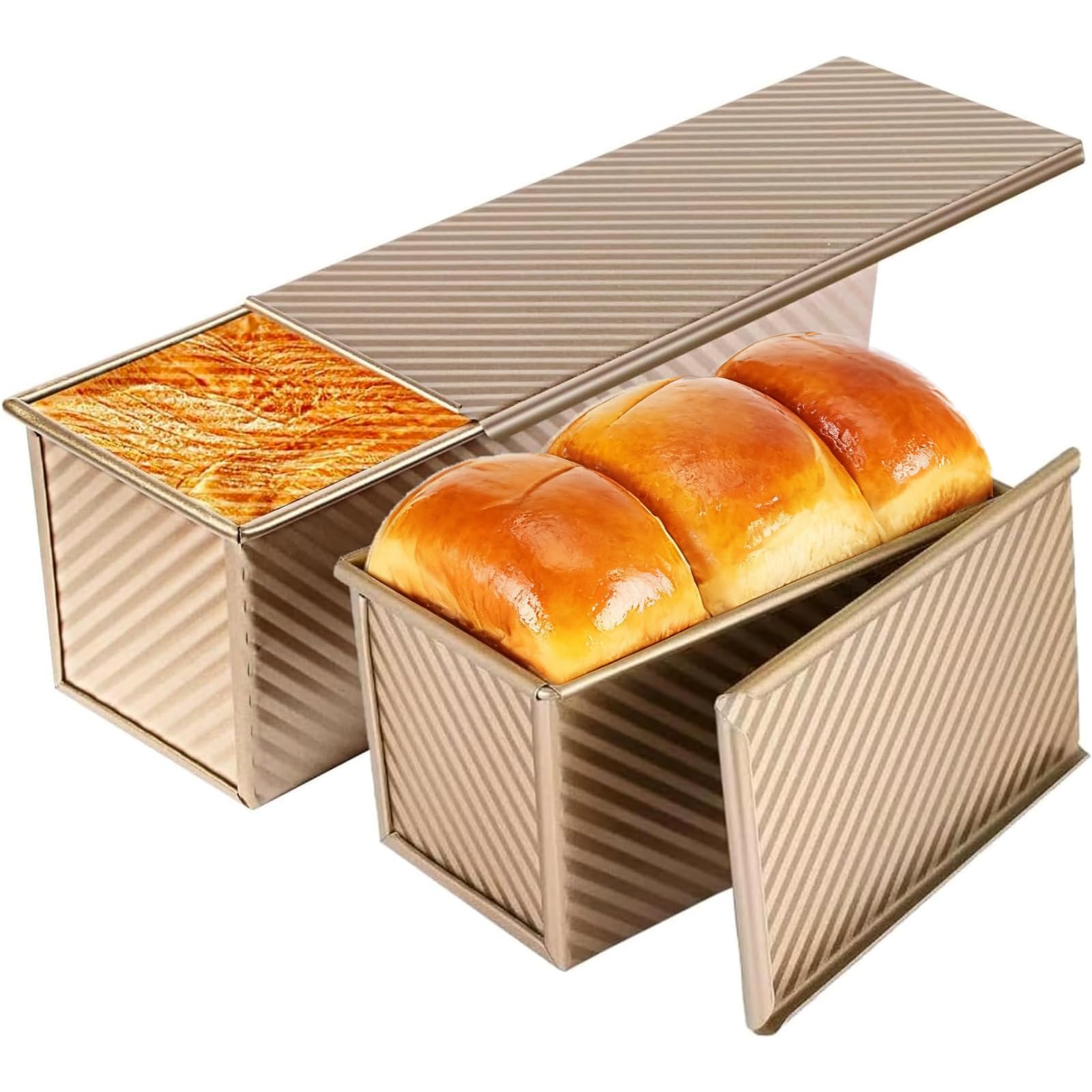 Amazon.com: Barlket Pullman Loaf Pan with Lid - 2 Pack 2.2LB & 1LB