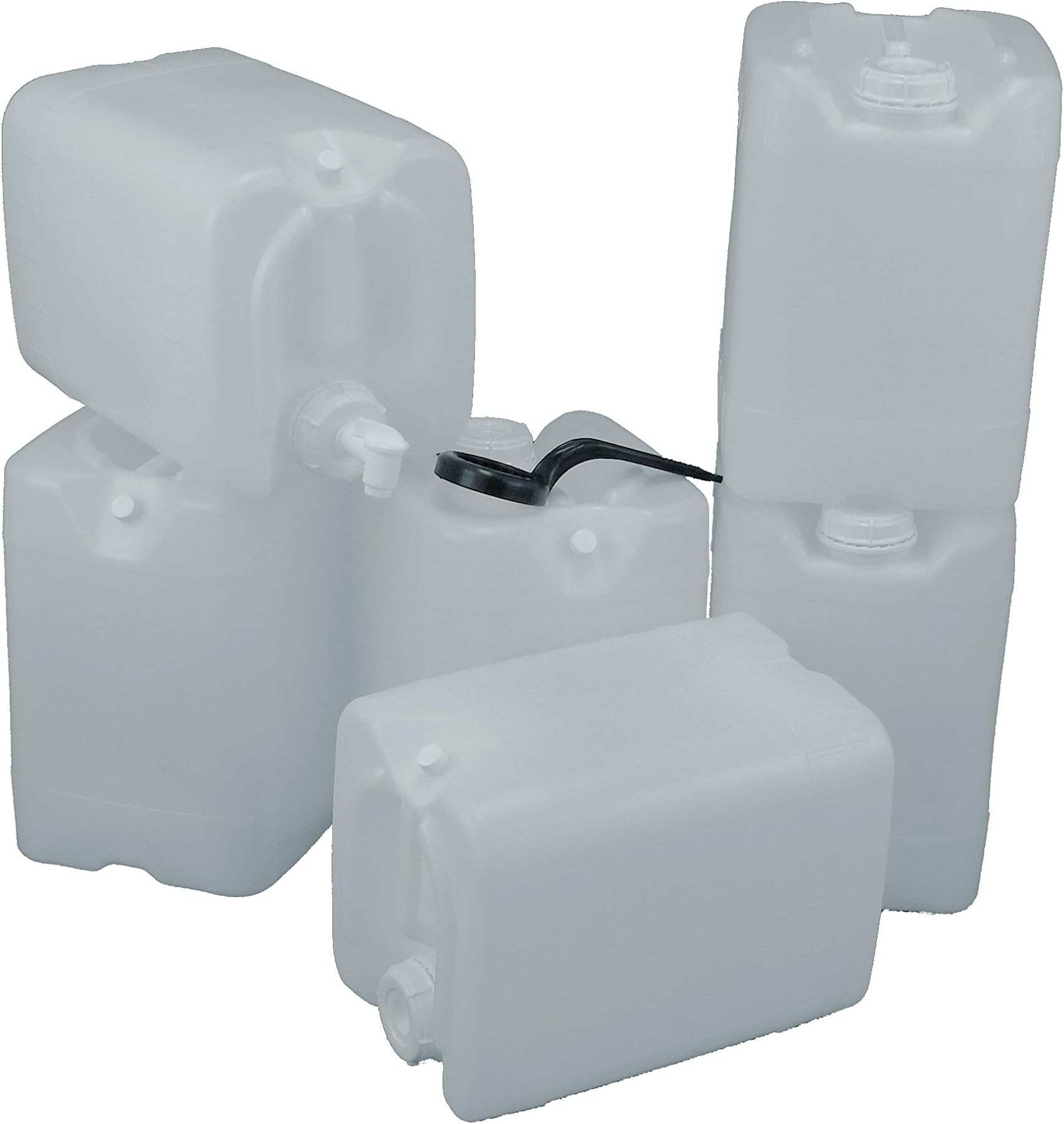 5 Gallon Samson Stackers, Natural, 6-Pack (30 Gallons), Emergency Water Storage Kit with one Bonus Spigot