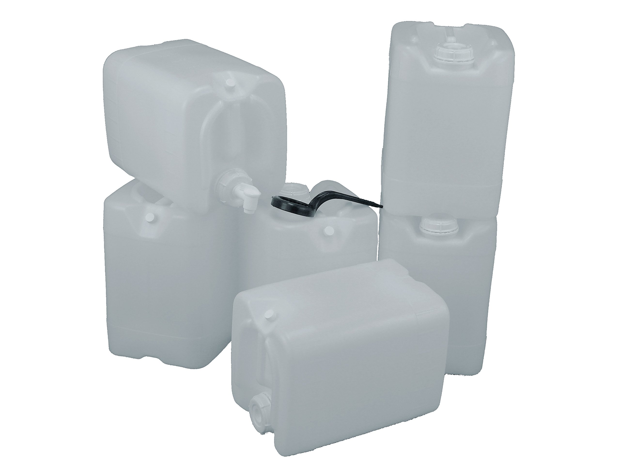 5 Gallon Samson Stackers, Natural, 6-Pack (30 Gallons), Emergency Water Storage Kit with one Bonus Spigot