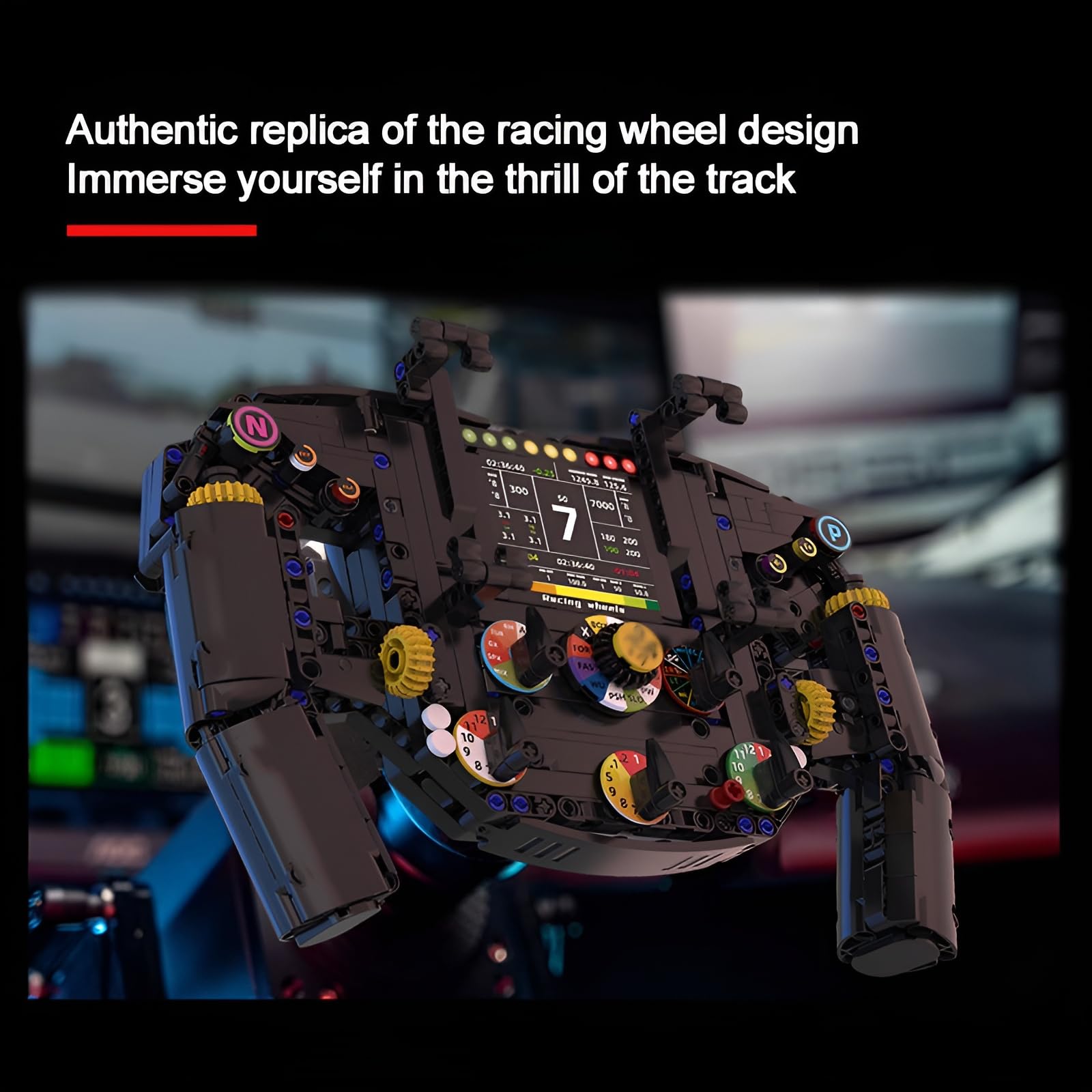 F1 Rennrad Lenkrad Bausatz, 833PCS Rennwagen Ziegelsteine Kit | Mechanische Gaming Sportwagen klemmbausteine, Home Office Dekor, Sammlermodell für Rennfans