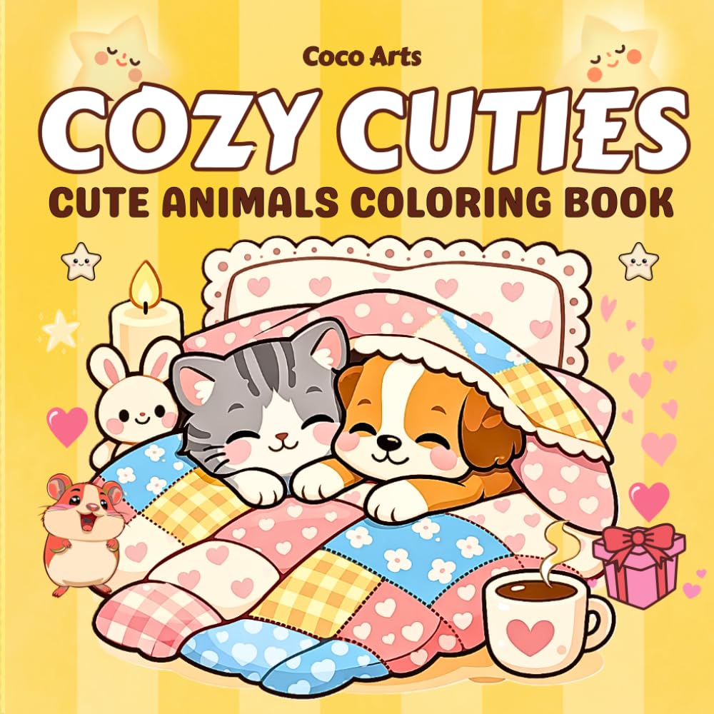 Cozy Cuties: Adorable Coloring Book for Adults & Kids: Relaxing Cozy Spaces, Cute Characters & Stress Relief Fun