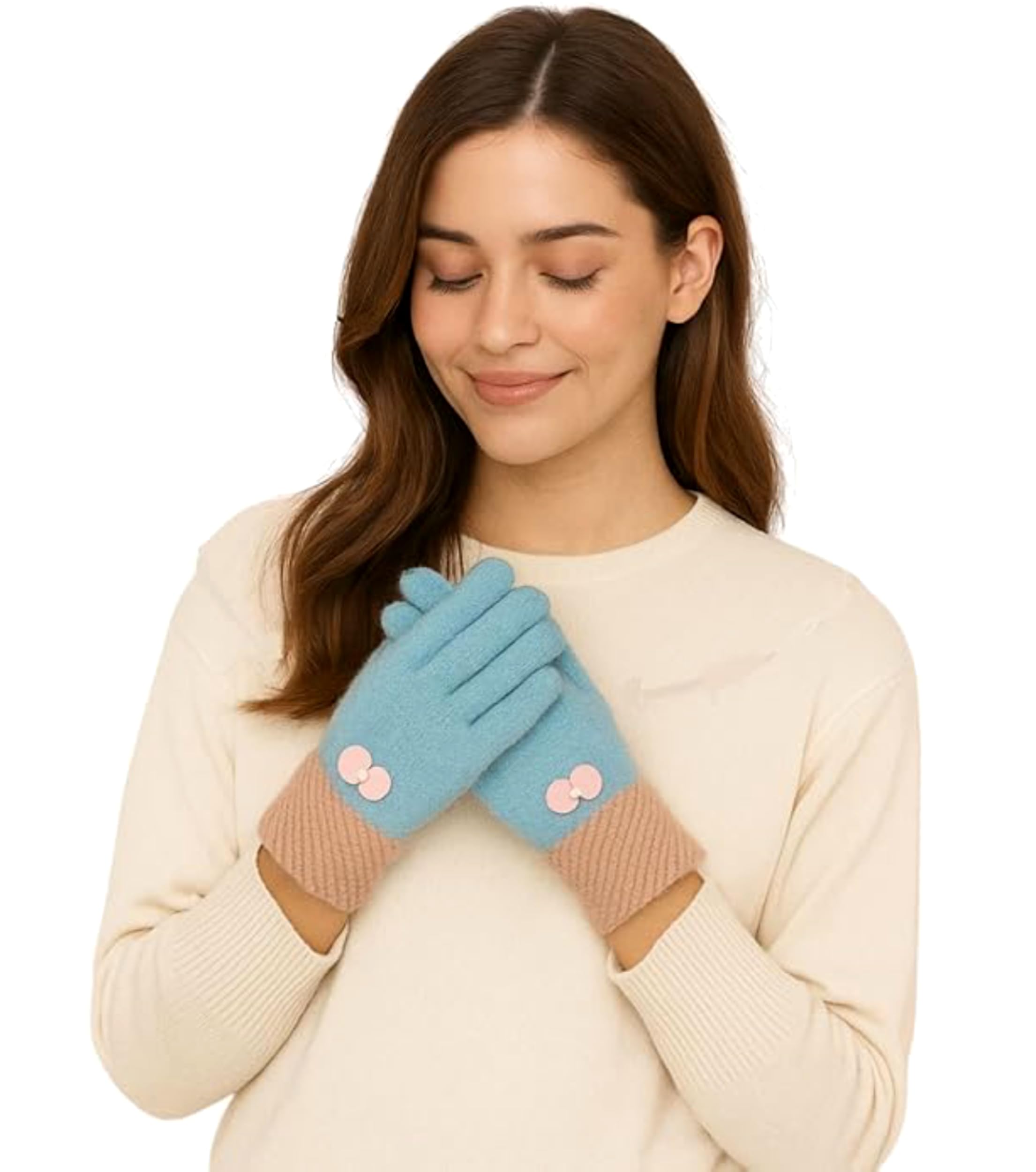 Winter Soft Woolen Woven Pattern Gloves For Women & Men Touch Screen Fingers - Full-Fingered Protection - Stylish women winter gloves,Multicolor-image-7