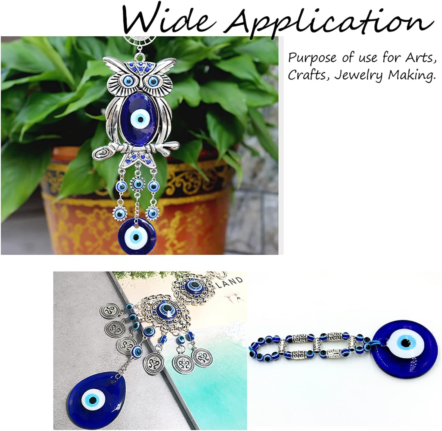 NBEADS 12 Pcs Evil Eye Pendants, 3 Sizes Flat Round Evil Eye Lampwork Pendants Evil Eye Charms Beads for DIY Bracelets Necklace Jewelry Making