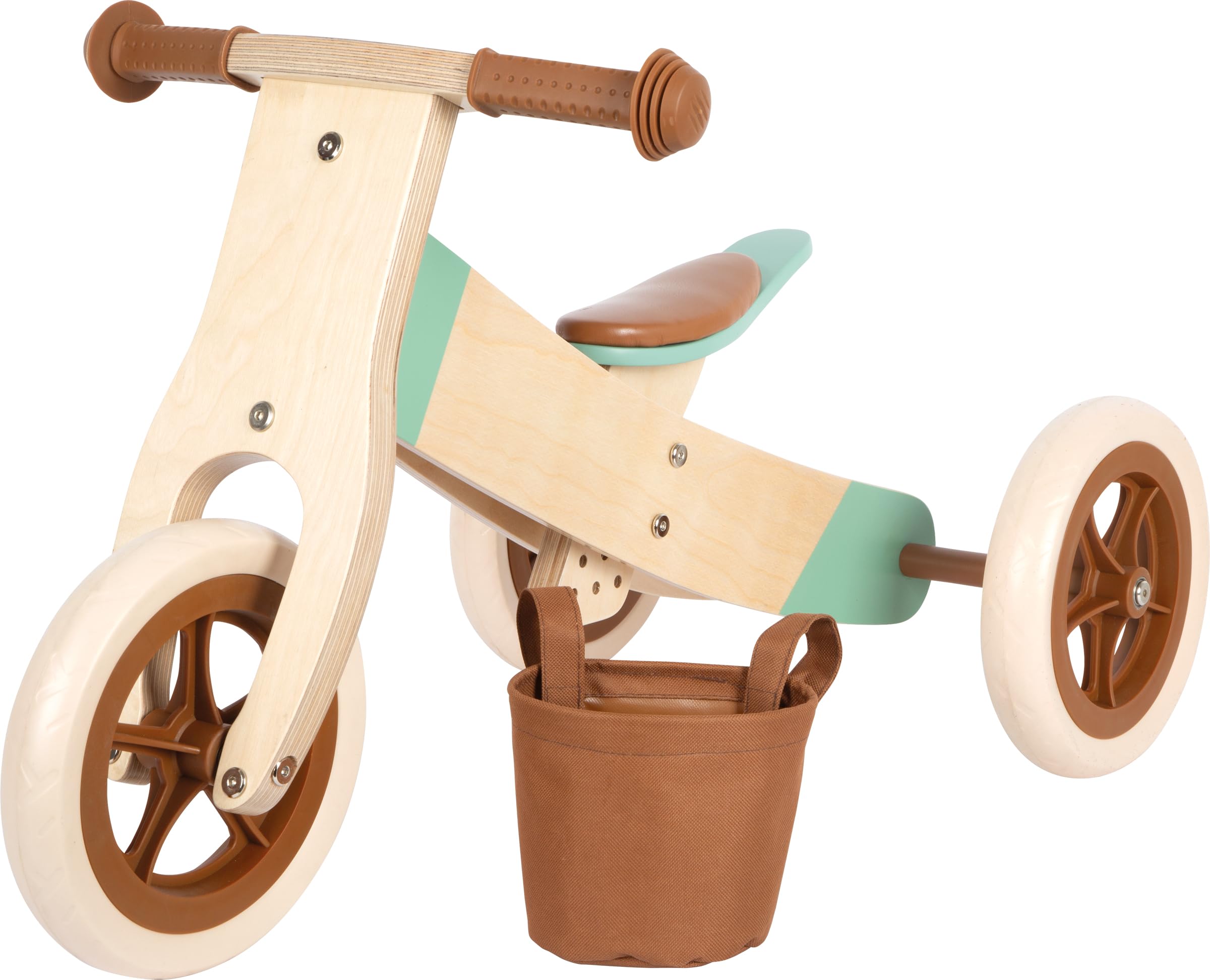 Small Foot Draisienne et Tricycle Maxi Caramel, en Bois et réglable en Hauteur, dès 12 Mois, 12498, Marron