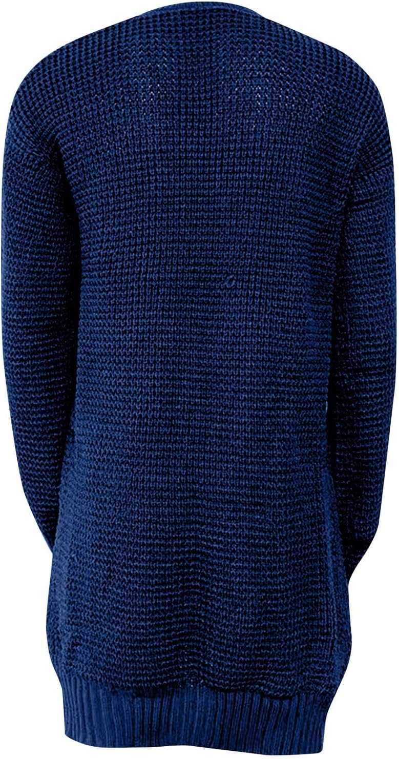 Generic Men's Oversized Blue Floral Knit Cardigan with Buttons
