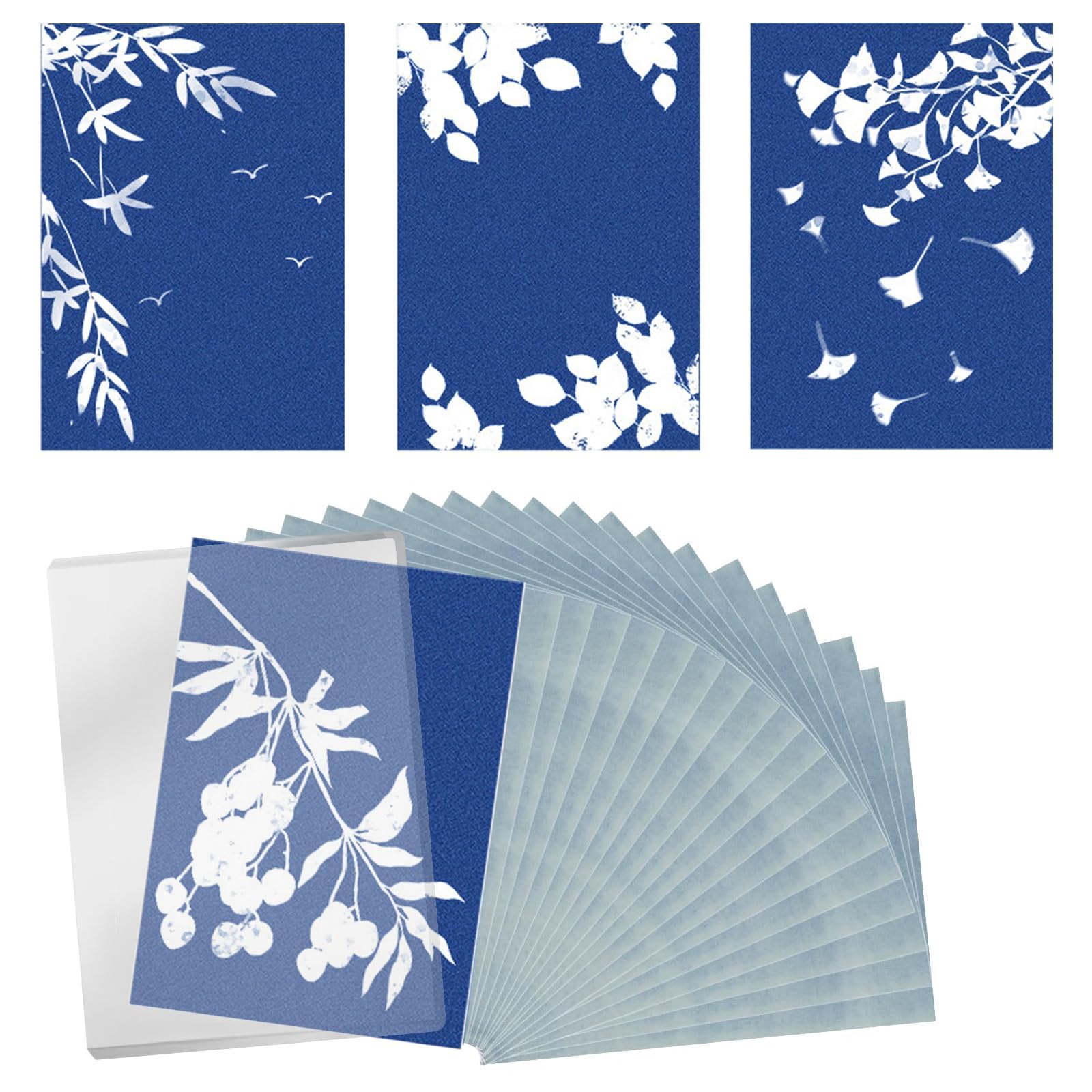 CLKE Cyanotype Paper Kit, 32 Pcs A6 Sun Print Papers with Acrylic Panel