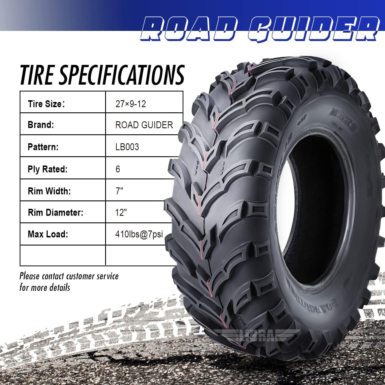 ROADGUIDER Set of 2 New ATV UTV Tires 27x9-12 27x9x12 6PR