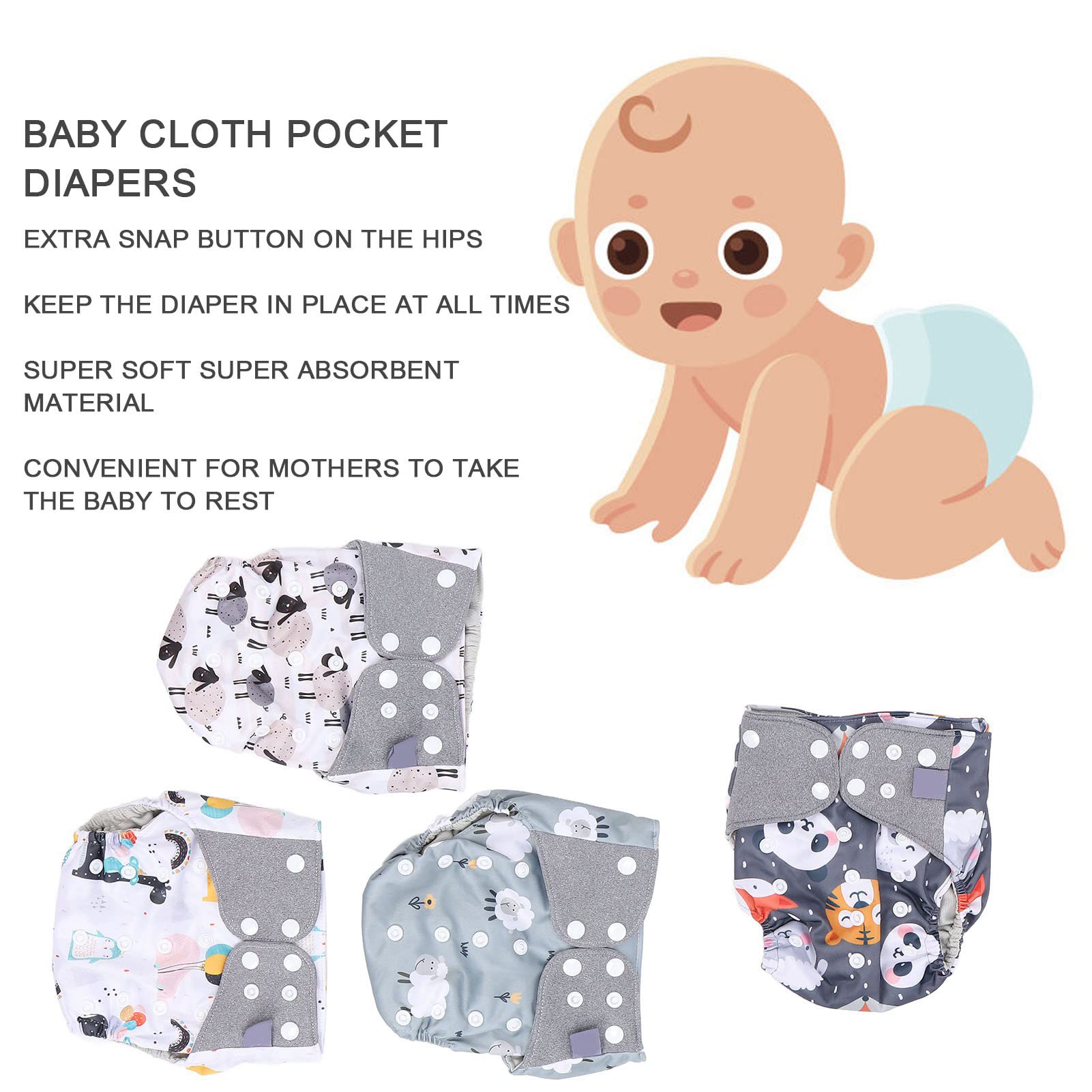 Stoffwindeln für Babys, Einheitsgröße, Baby-Stoff-Taschenwindeln, Wiederverwendbare Windeln, Waschbare Baby-Stoffwindeln, Stoffwindelhülle für Babys, Mädchen und