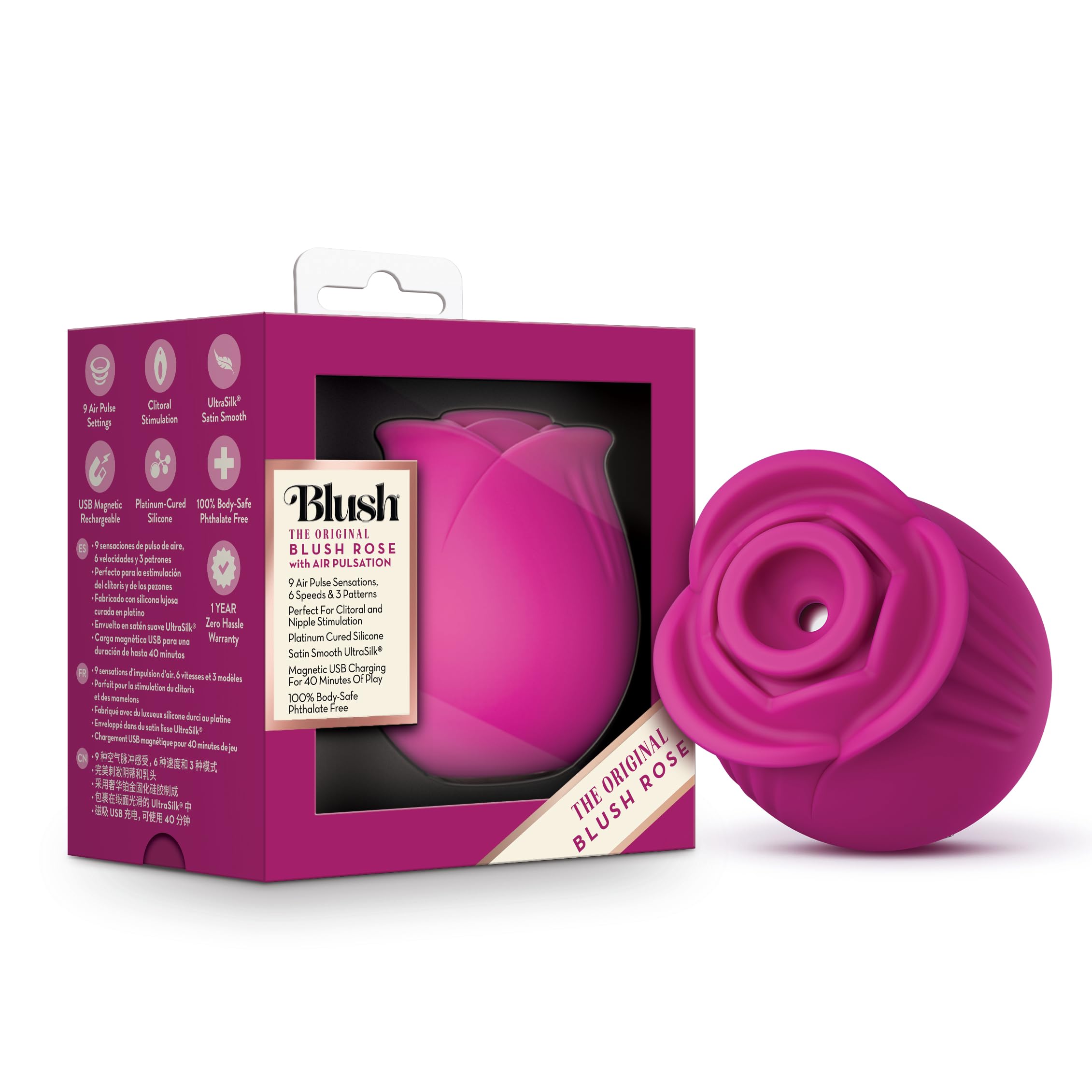 Amazon.com: Blush 2.75" Original Rose Silicone Nipple & Clitoral Sucking  Vibrator, 9 Air Wave Sensations (6 Speeds 3 Patterns) Magnetic  Rechargeable, Splashproof, Ultrasilk Luxury Massager Adult Sex Toy for  Women : Health & Household