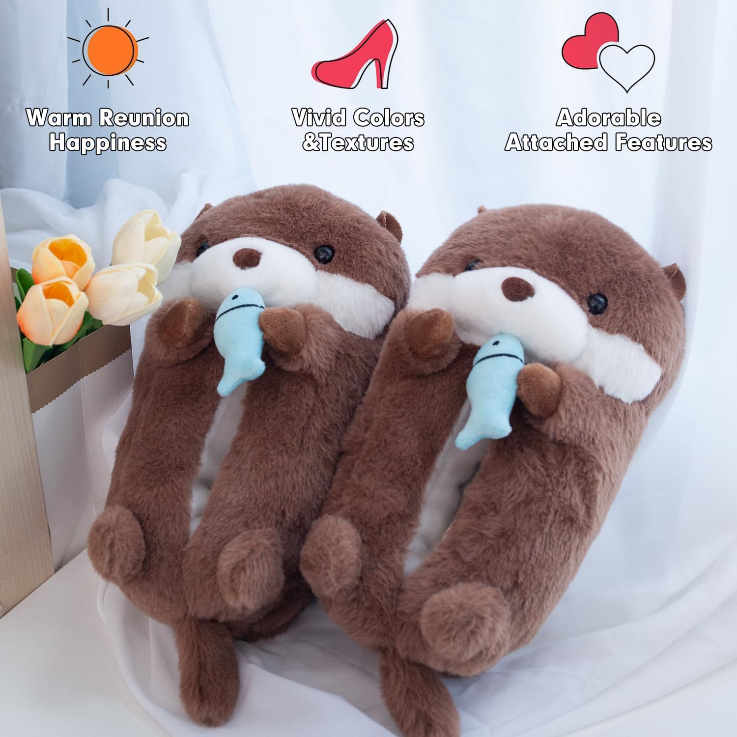 ARELUX Otter Animal Slippers Cotton Adult Unisex, Otter Plush House Shoes with Non-Slip Sole, Warm Fuzzy Lining for Indoor Outdoor Cosplay Party Valentine's Gift Idea Gift