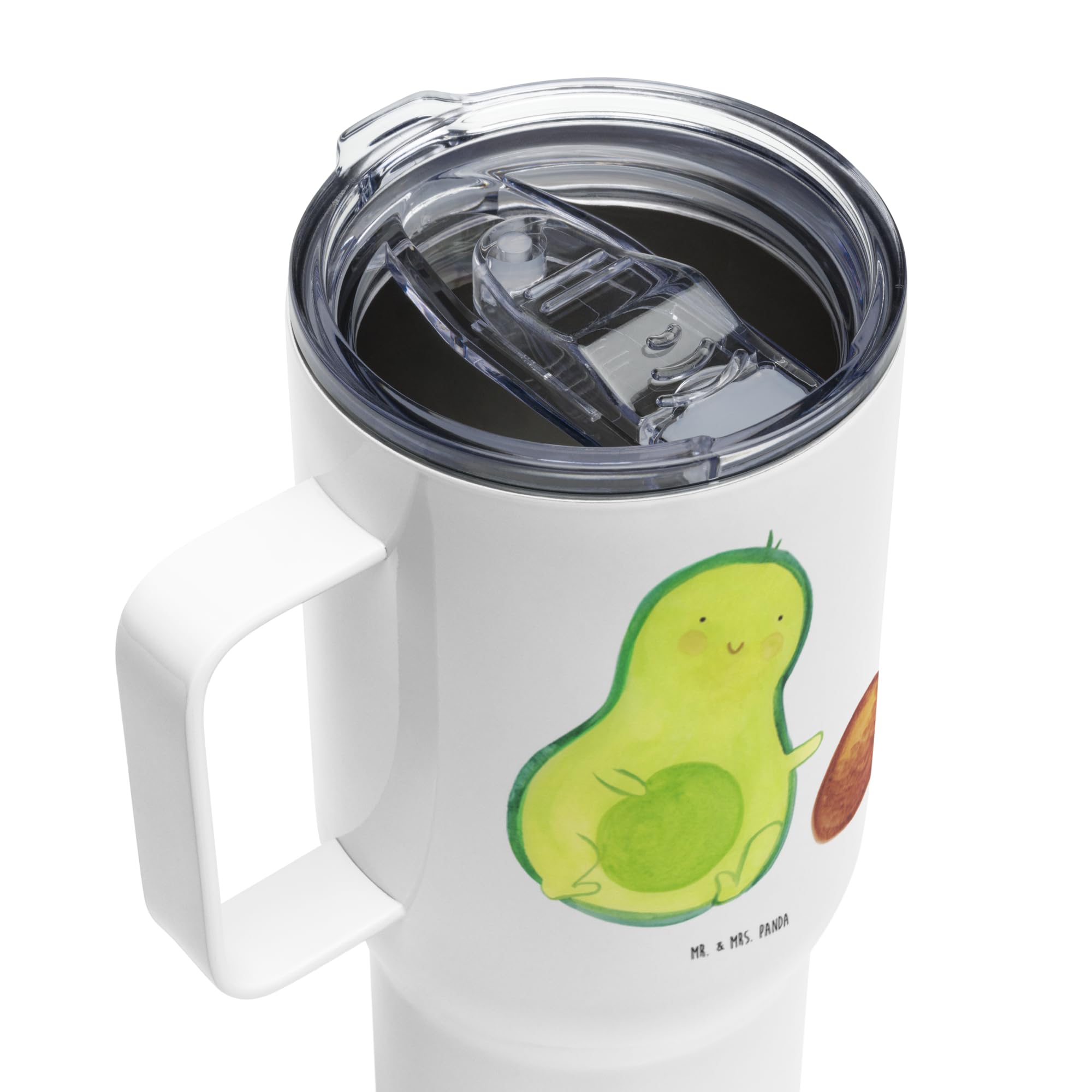 Mr. & Mrs. Panda thermosbecher Avocado Kern rollt - Geschenk, Mehrweg-Kaffeebecher, Kaffee-to-go-Becher, Liebe, Geburt, To-Go-Becher, glücklich, Schwangerschaft, Thermobecher, Baby, Isolierbecher