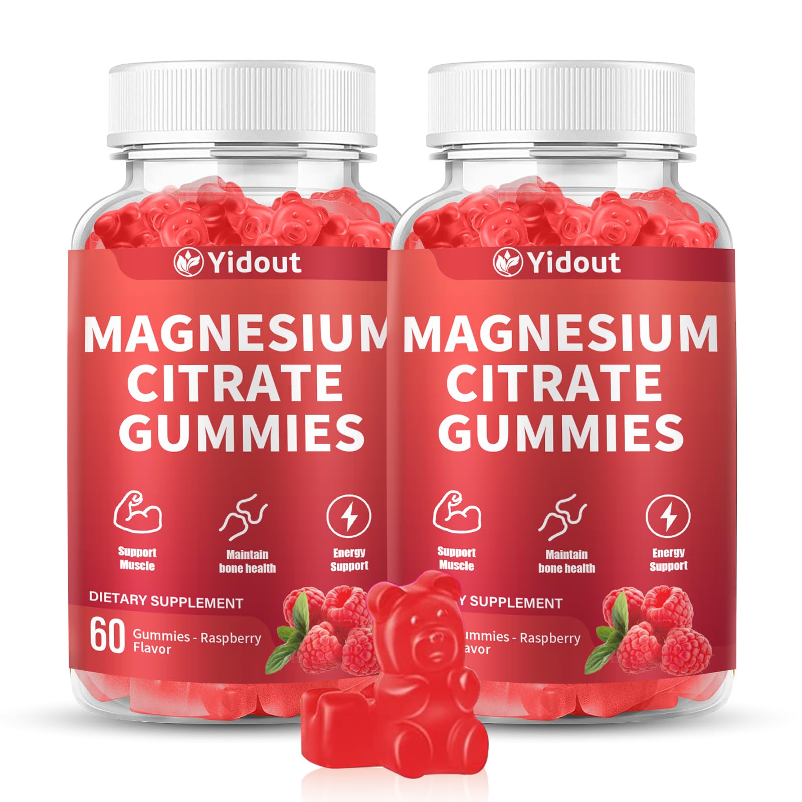 High Absorption Magnesium Gummies, Muscle Nerve Bone Heart Support, Raspberry 120 Count
