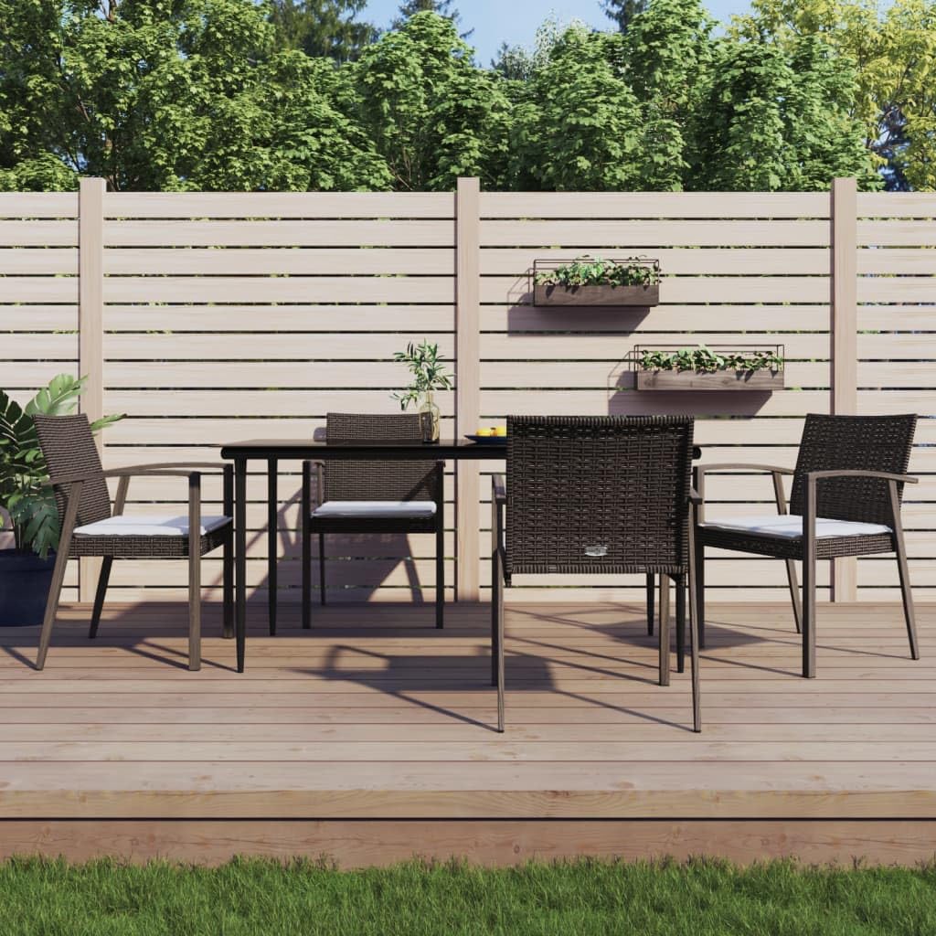 Outdoor Lounge meble ogrodowe na zewnątrz balkon stół i krzesła 5-częściowy zestaw mebli ogrodowych z poduszkami polirattanu i stali