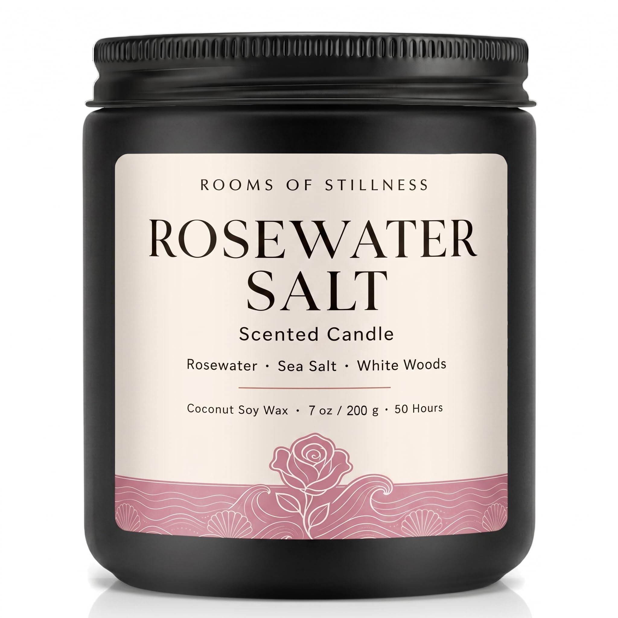Homsolver 7OZ Rosewater Scented Candle, Room-Filling Fresh-Cut Rose Aroma for Home, Luxury Coconut Soy Wax Blend Jar Candles, 50H+ Long Lasting Clean Burn, Ideal Small Candle Decor &amp; Gifts for Women
