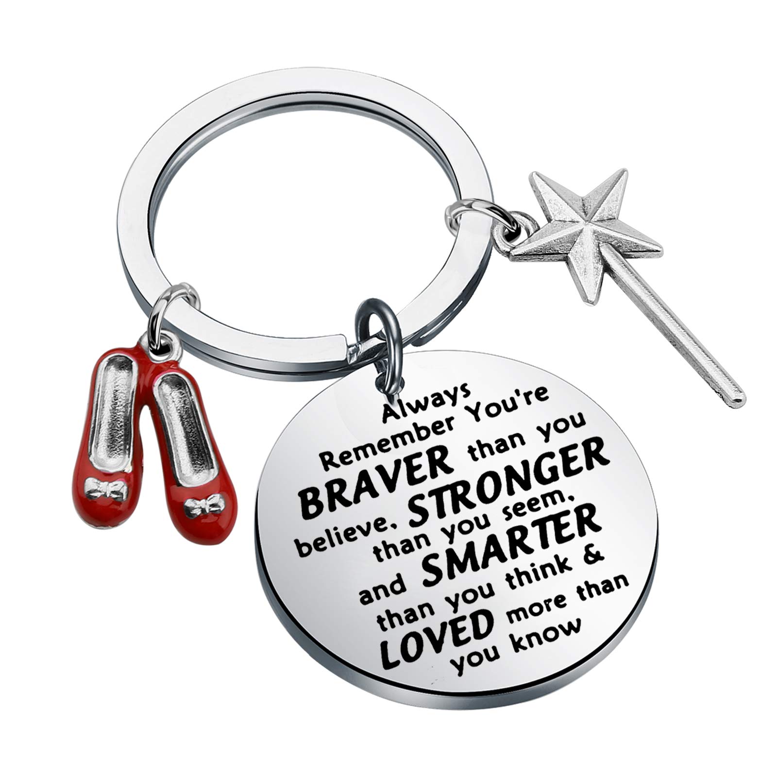 AKTAP Dor-Rub- Inspired Keychain Wiz-d of Dorot-y R-by Red Slip-ers Jewelry Fairy Tal-s Inspirational Gift You’re Braver