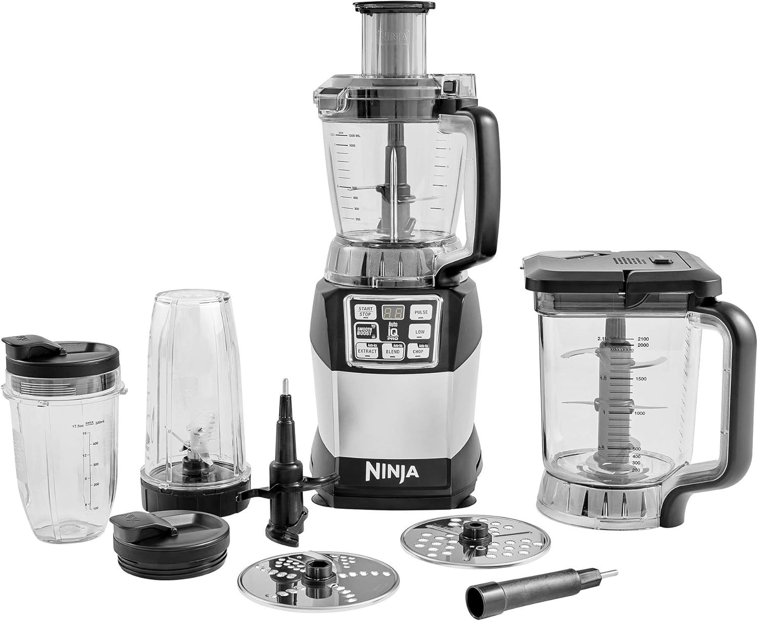 Ninja Food Processor [BL490UK2] Auto-iQ, 1200W, Black and Silver