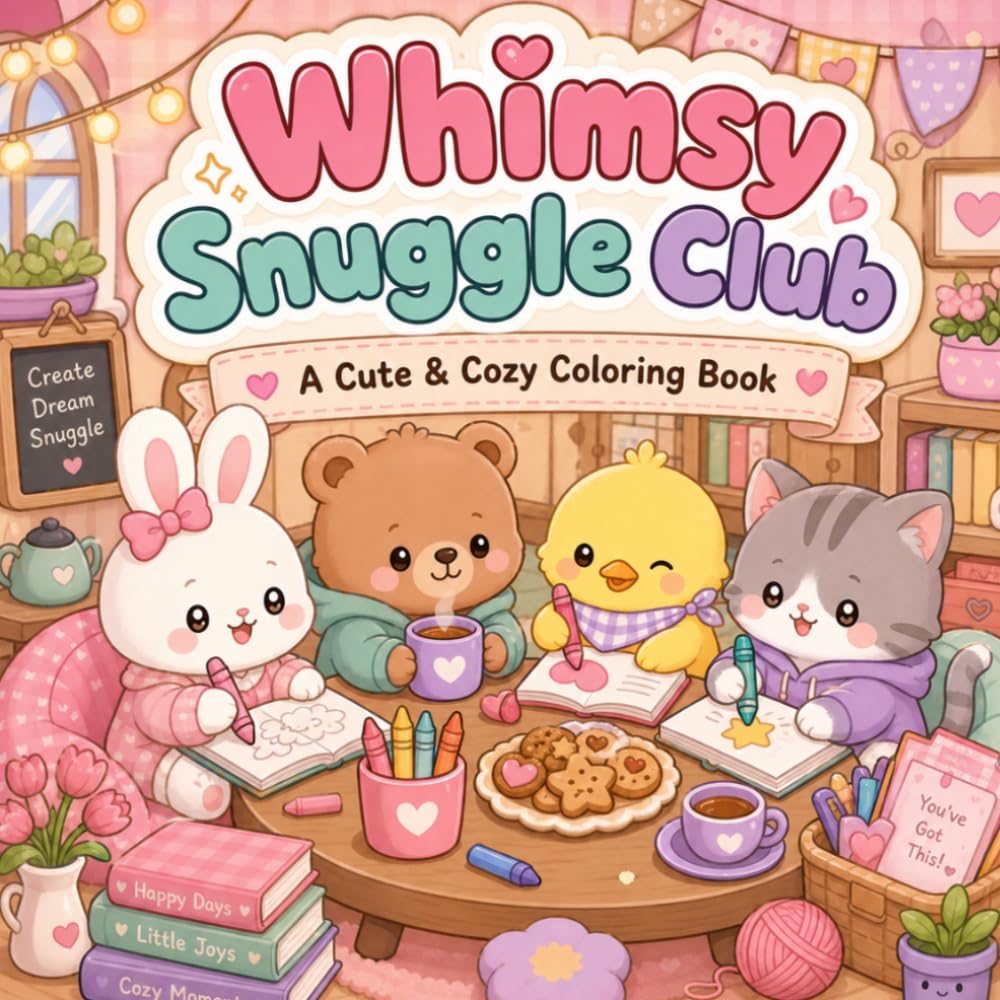 Whimsy Snuggle Club: Cute & Cozy Coloring Book with 10 Adorable Pages for Kids & Adults