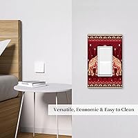 Vista 6 de Placa de interruptor de luz de elefante indio de 1 banda, placa de pared basculante individual, placa decorativa eléctrica GFCI para decoración